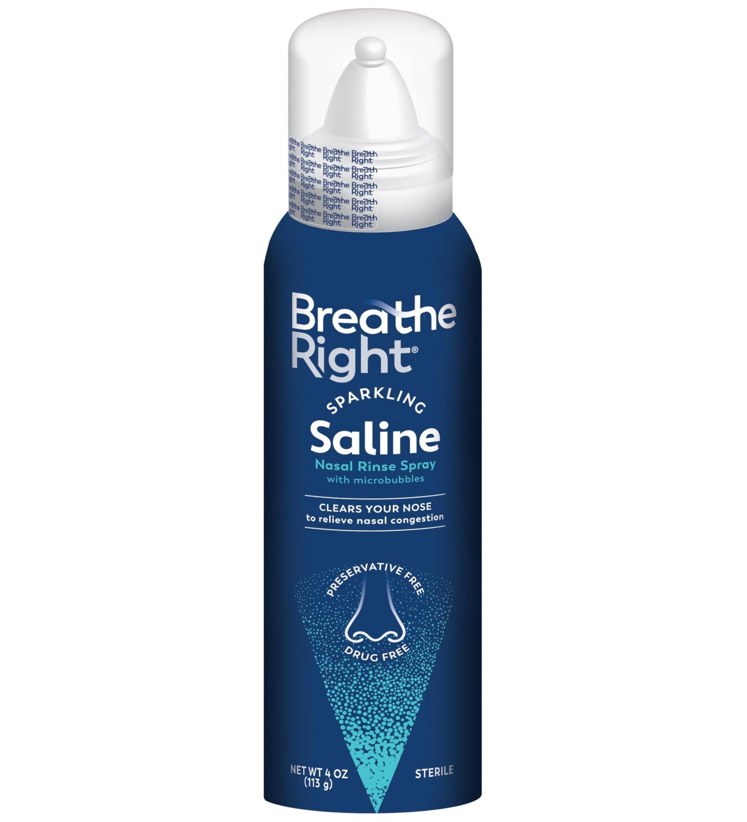 Breathe Right Isotonic Sparkling Saline Nasal Rinse Spray - CO Infused Drug-Free Relief for Allergies & Colds - 4.0 oz International Shipping Available - Buy Online on GoSupps.com