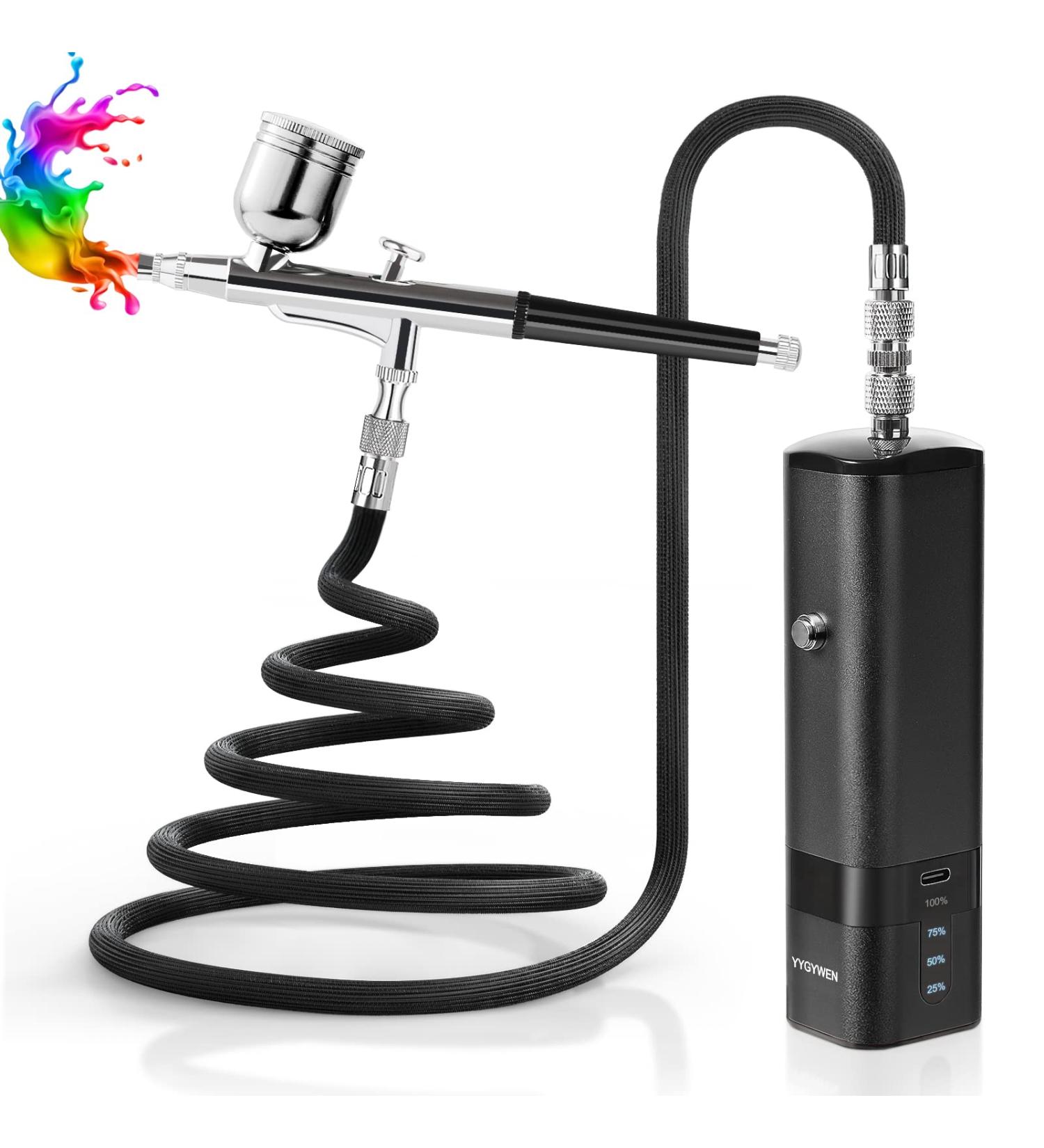 Cordless Airbrush Kit with Compressor | Handheld Mini Air Brush Gun Set - Portable 32PSI High Pressure for Painting, Tattoo, Nail Art, Makeup, Cake, Barber Black - Buy Online on GoSupps.com