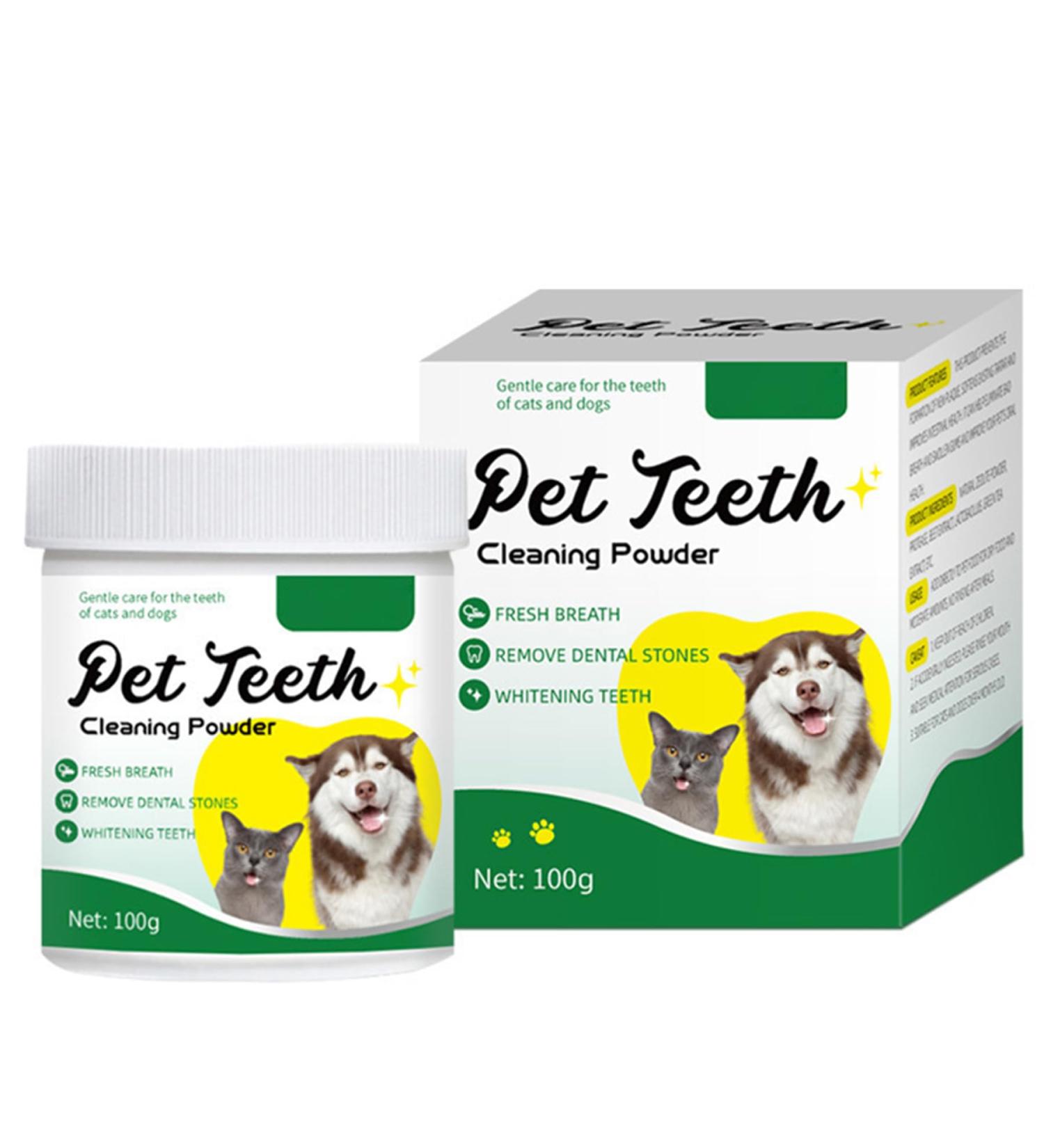Teeth Cleaning Powder for Dogs & Cats Dog Plaque & Tartar Remover Dental Care for Pets Mouth Gum Health Natural Breath Freshener to Help Plaque Off Oral Care& Dental Cleaning - 100g - Buy Online on GoSupps.com