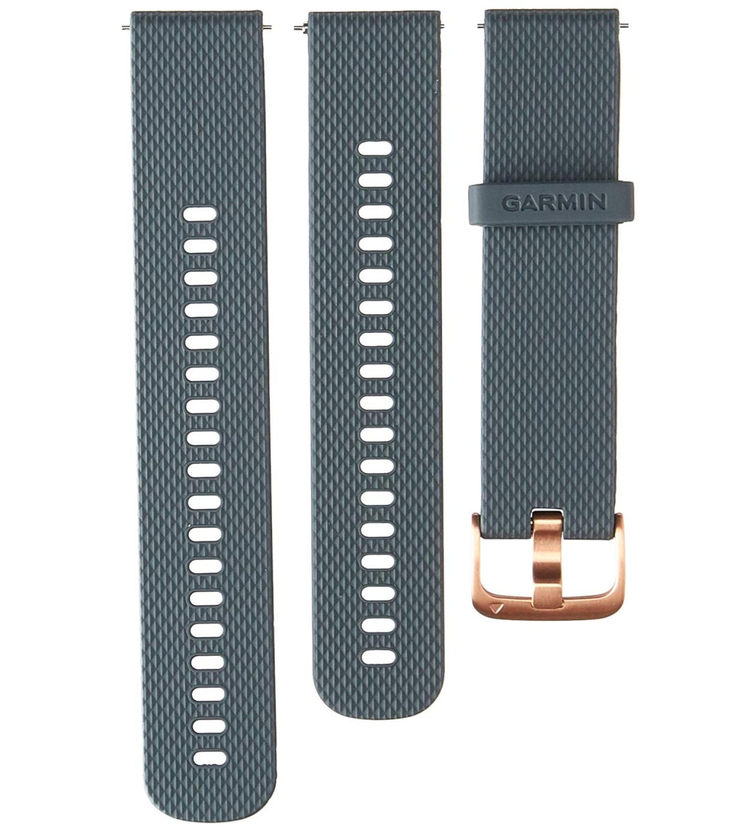 Garmin 20mm Quick Release Silicone Band in Granite Blue with Rose Gold Hardware - Two Sizes Included - Buy Online on GoSupps.com