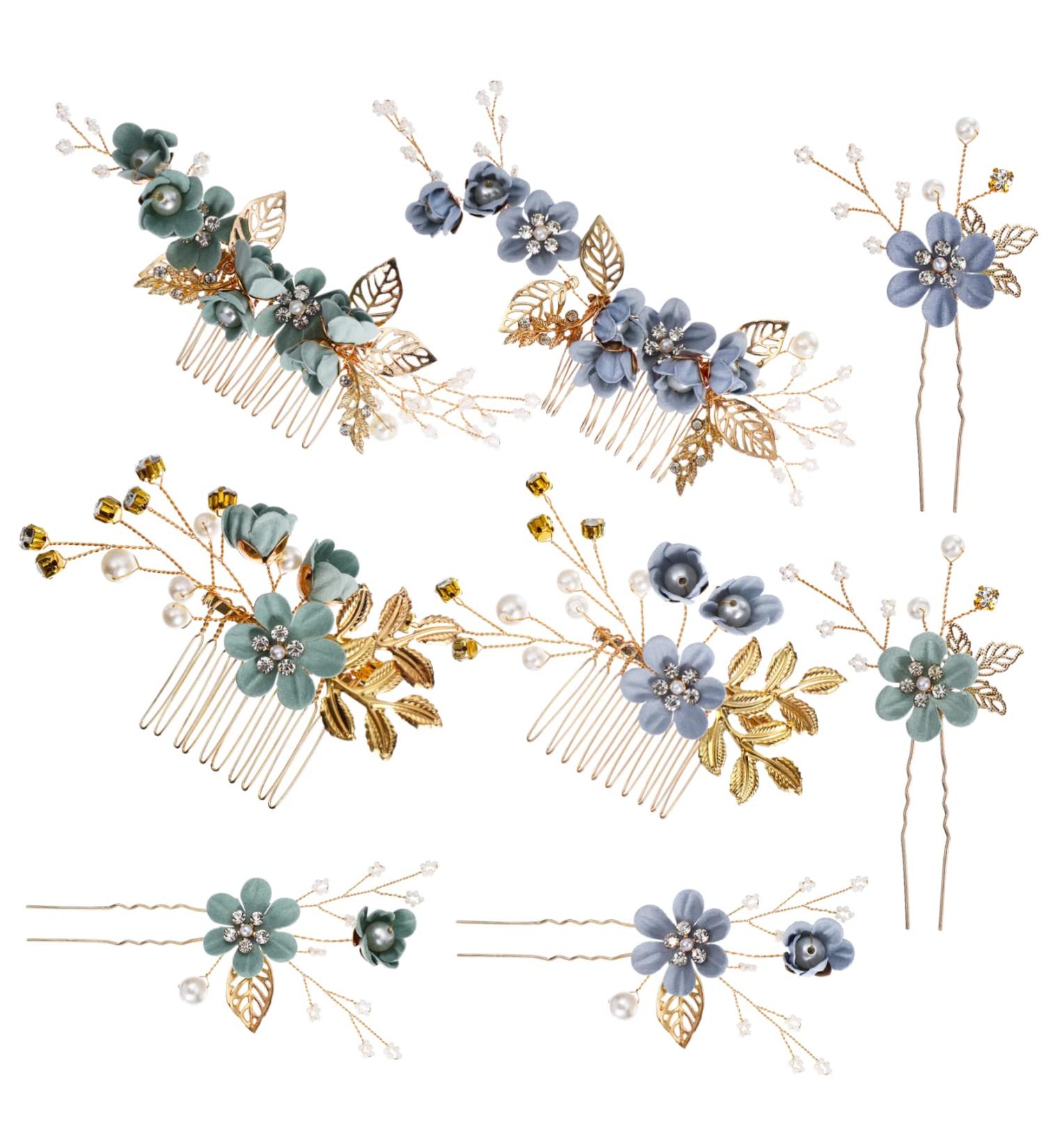 2 Set Hairpin Rhinestone Headpiece Wedding Hair Clips for Brides Blue Hair Accessories Bridal Hair Clip Pearl Wedding Hair Accessories Hair Pins Wedding Dress Zinc Alloy Miss Fork - Buy Online on GoSupps.com