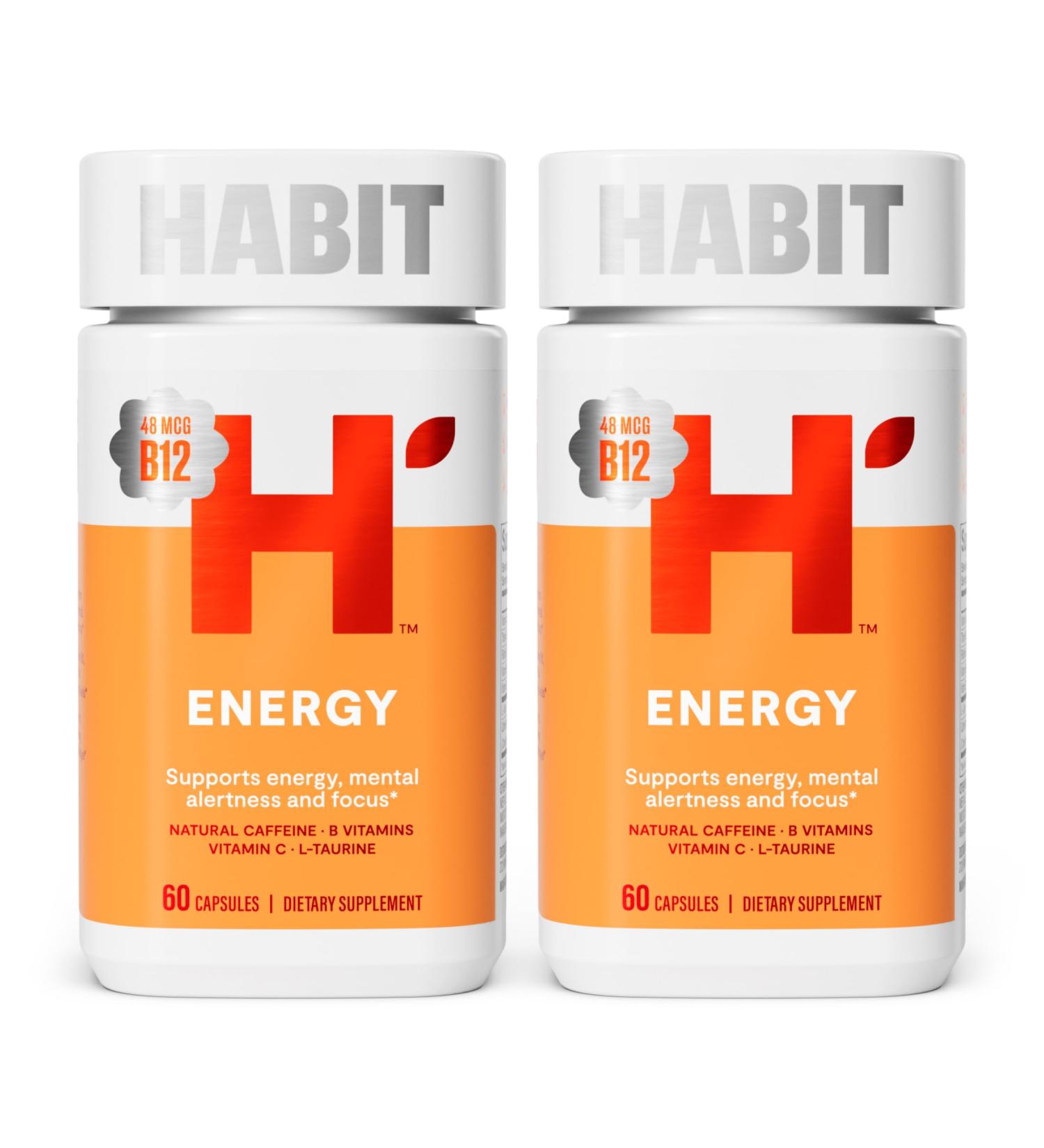 Buy Habit Energy Supplement 2 Pack - Boost Energy Focus & Alertness | Vegan Non-GMO Natural Caffeine - Buy Online on GoSupps.com