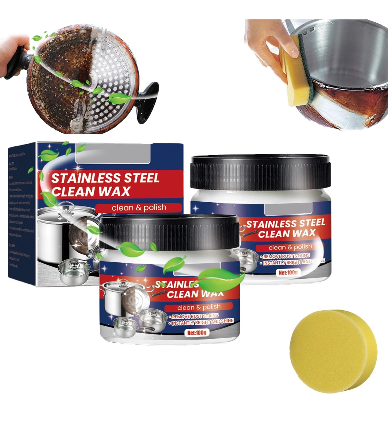 3Pcs Magical Nano-Technology Stainless Steel Cleaning Paste Stainless Steel Clean Wax Stainless Steel Cleaner and Polish Rust Remover for Metal (2Pcs) - Buy Online on GoSupps.com