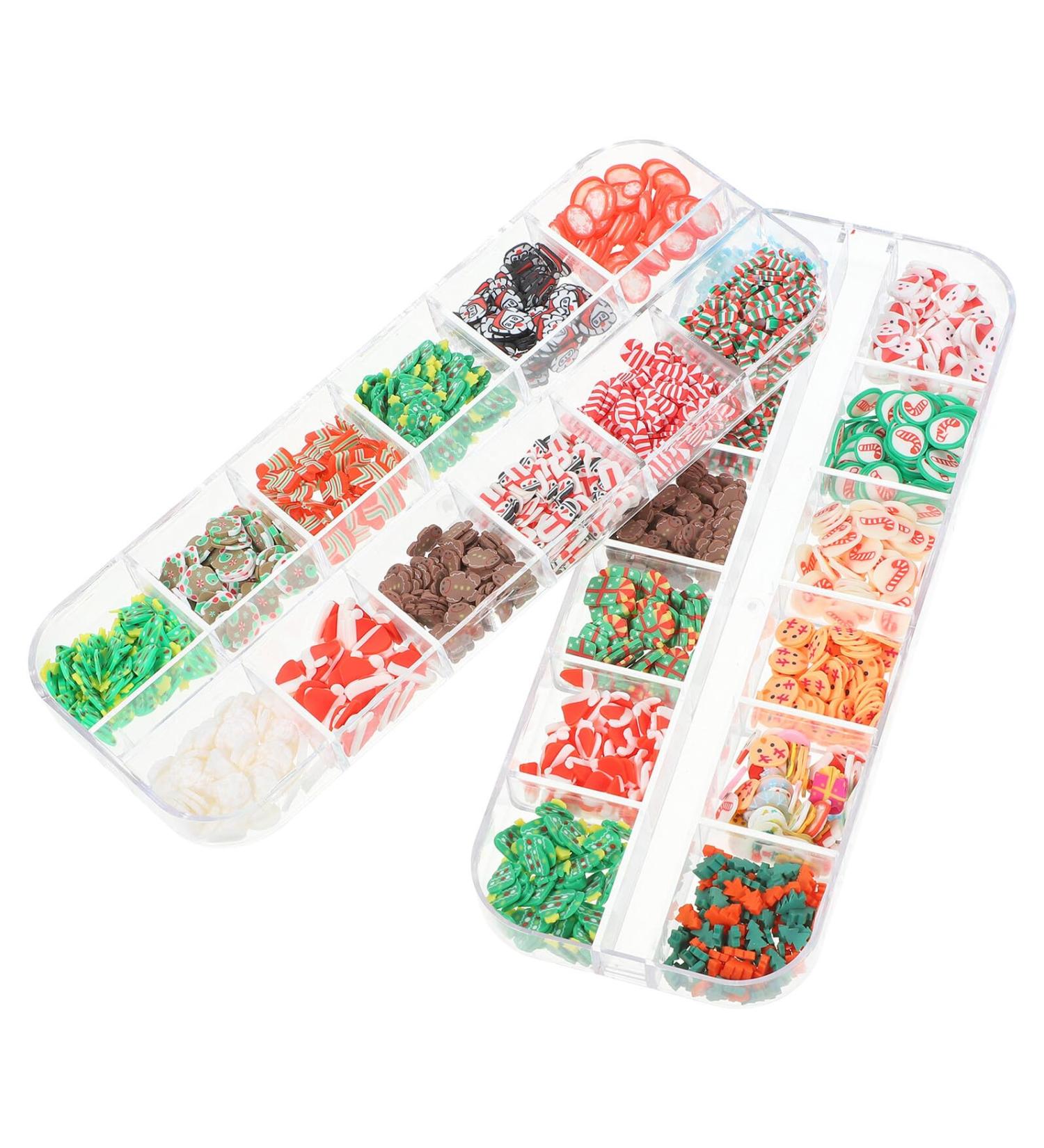  LALADEFIEE 2 Boxes Christmas Nail Art Decorations Soft Clay Elements for Natural Artificial Nails Easy to Apply for Manicure Salon Use - Buy Online on GoSupps.com