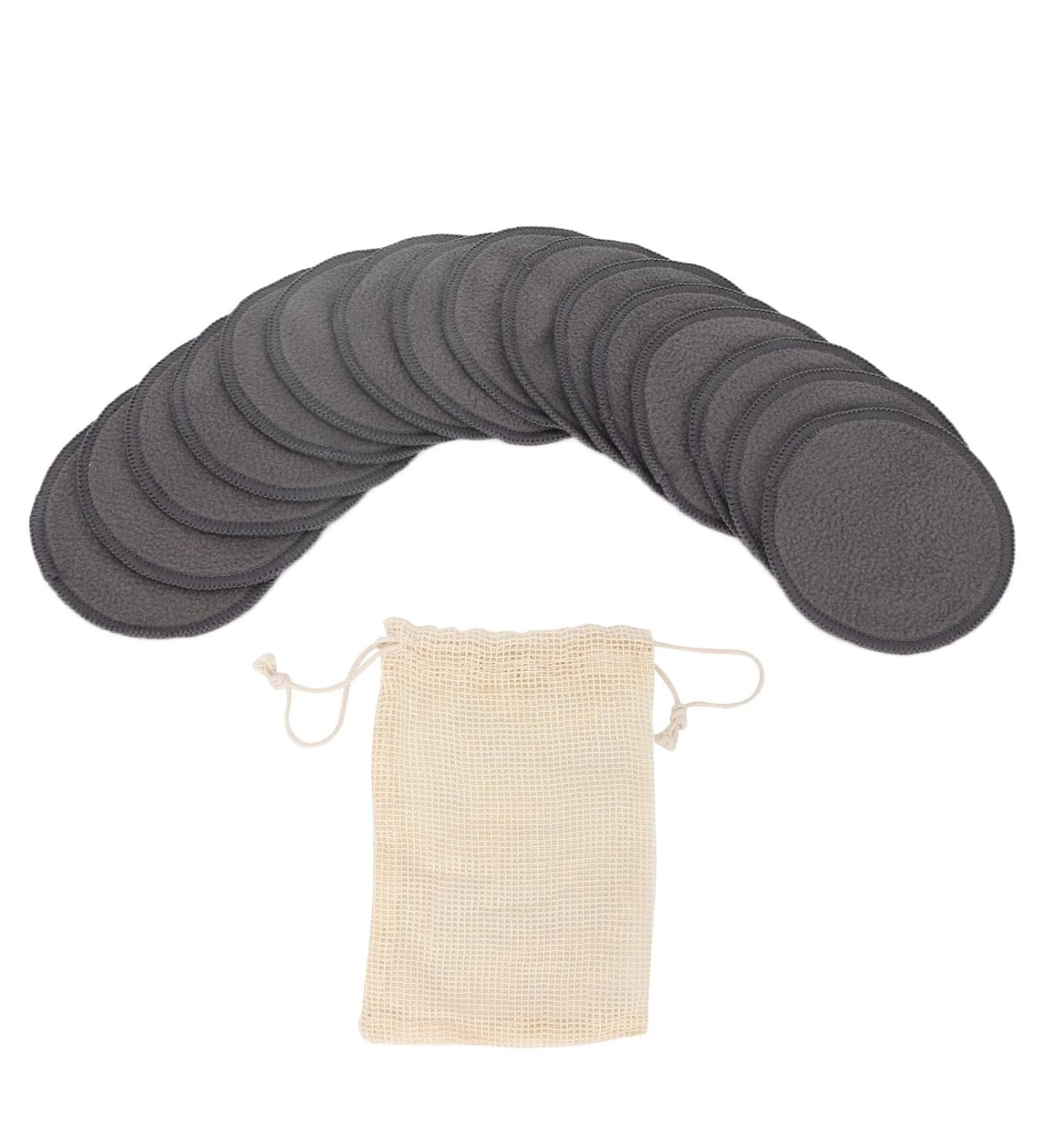 16 Eco-Friendly Bamboo Fiber Makeup Remover Pads - Washable & Reusable Facial Cleansing Cloths with Laundry Bag - Buy Online on GoSupps.com