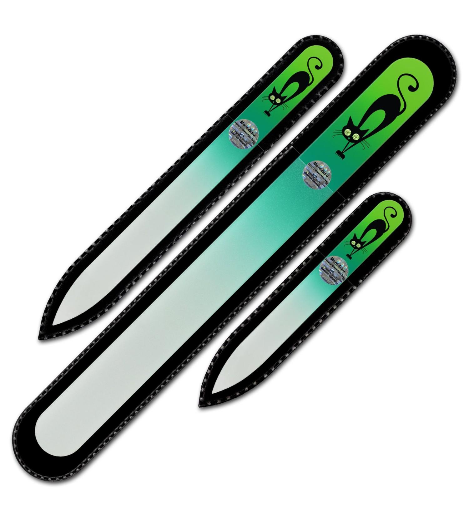 Mont Bleu Set of 3 Cats Crystal Nail Files hand decorated with crystals from Swarovski - Hand Made Czech Tempered Glass Lifetime Guaranty Fern Green - Buy Online on GoSupps.com