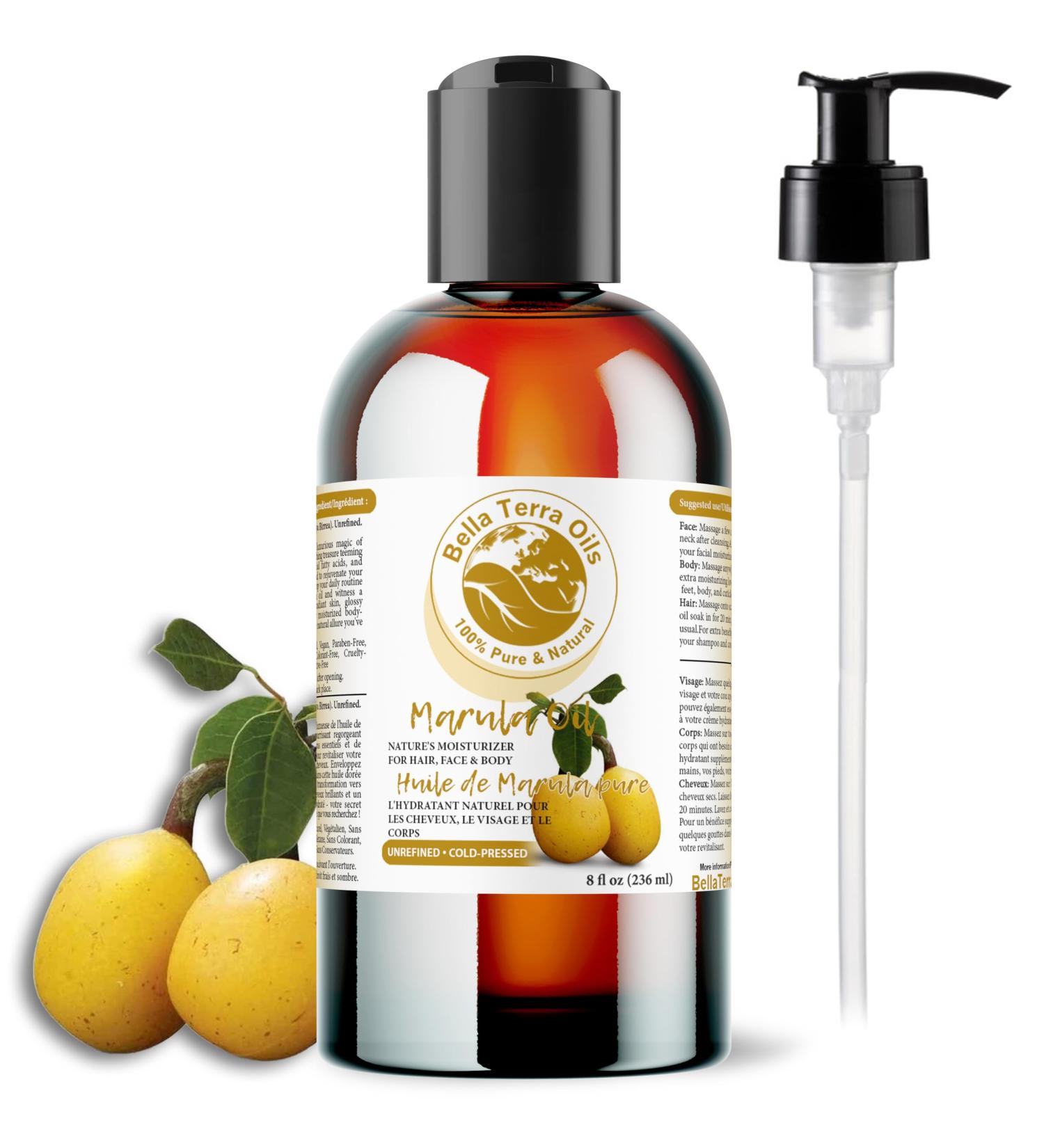 Bella Terra Oils Marula Oil. 236ml. 100% Pure. Cold-pressed. Unrefined. Luxury Oil. Rich in Antioxidants. Absorbs Quickly. Natural Moisturizer for Skin Hair. 236 ml (Pack of 1) - Buy Online on GoSupps.com
