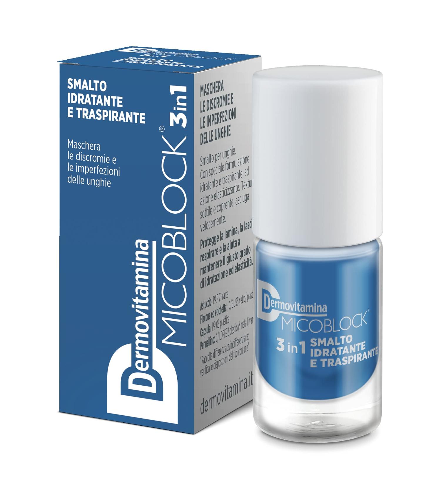 Dermovitamina Micoblock 3 in 1 Blue Breathable Nail Polish - Quick Dry Thin Opaque 5 mL - Buy Online on GoSupps.com