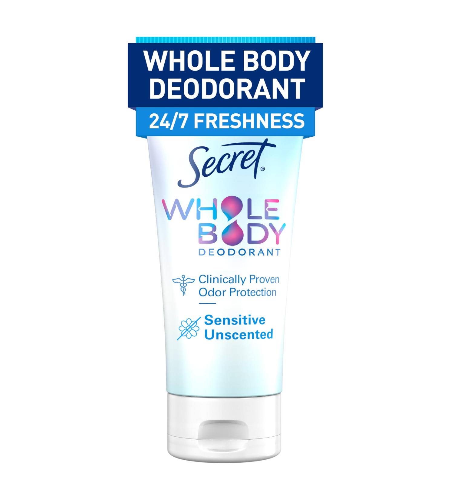 Secret Whole Body Deodorant Cream for Women Unscented Aluminum Free Deodorant Cream 72 HR Odor Protection 3.0 oz - Buy Online on GoSupps.com