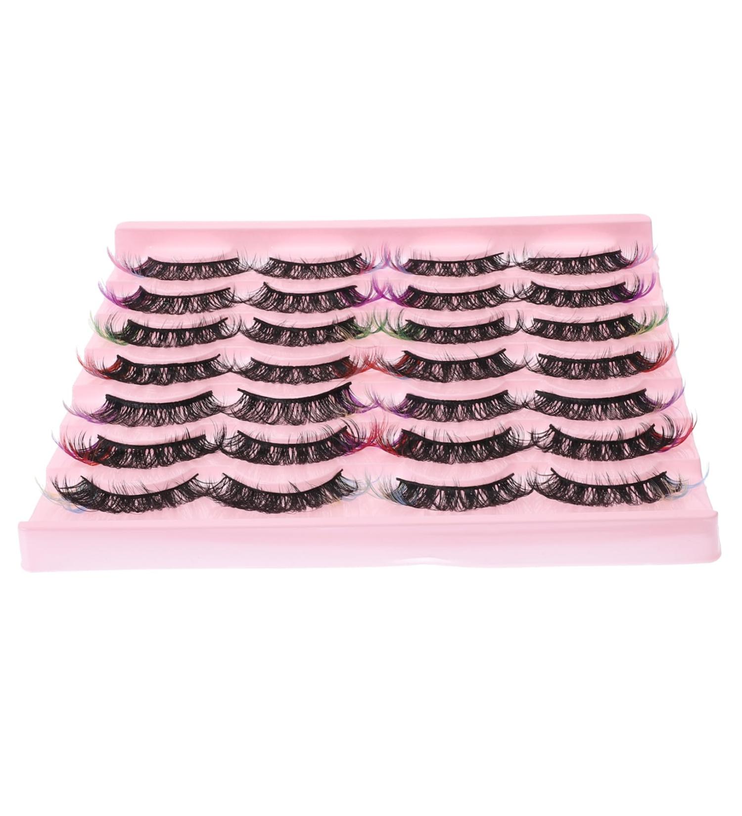 minkissy 14 Pairs False Eyelashes Fake Lashes Fake Eyelashes Cluster Lashes Fluffy Eyelashes Colored Lashes Makeup Eyelashes Individual Lashes Color Lashes Extend Imitation Multi-layer - Buy Online on GoSupps.com