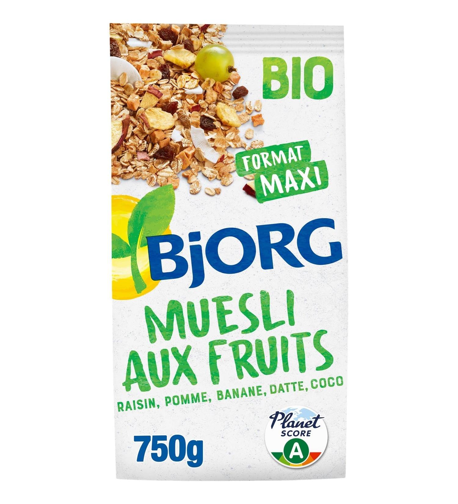 BJORG Muesli Bio aux Fruits Gourmands nergie Naturelle et Texture Croustillante (750g) - Le Lot De 3