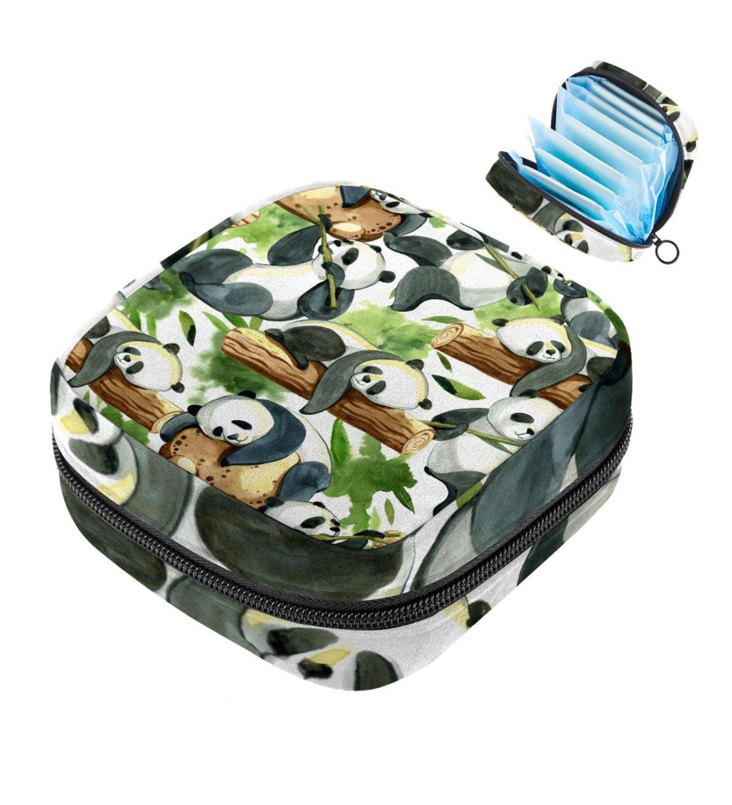 Menstrual Pad Bag with Zipper | Stylish Tampon & Napkin Pouch for Women & Girls - Panda Lay Tree - Buy Online on GoSupps.com