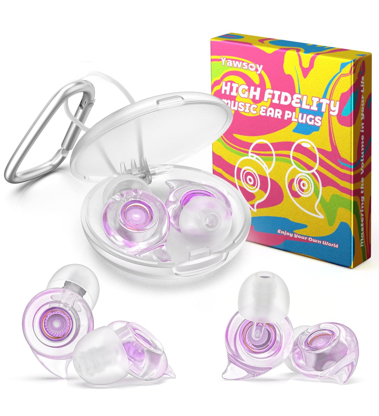 High Fidelity Concert Ear Plugs - 2 Pairs Silicone Noise Reduction 24dB for Festivals Nightclubs DJs & Musicians - Purple - Buy Online on GoSupps.com