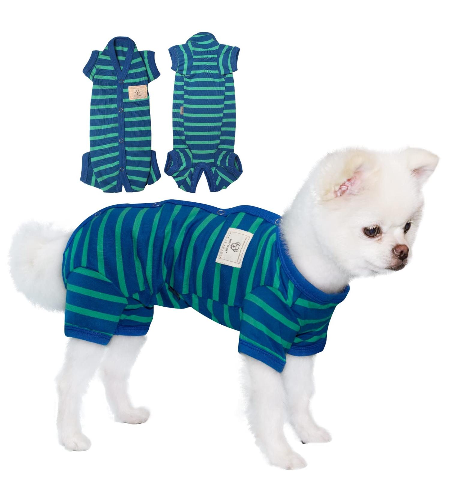 Tony Hoby Dog Shirts | Striped Soft & Breathable 4-Legged Dog T-Shirt for Small Medium & Large Dogs - Blue/M - Buy Online on GoSupps.com