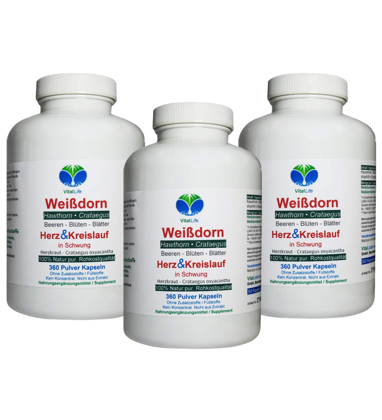 Windendorn hawthorn cardiovascular 1080 capsules 3x360 "heart herb" nature pure hawthorn berries & hawthorn leaves & hawthorn flowers without additives 27100-7 173 g (3 Pack)