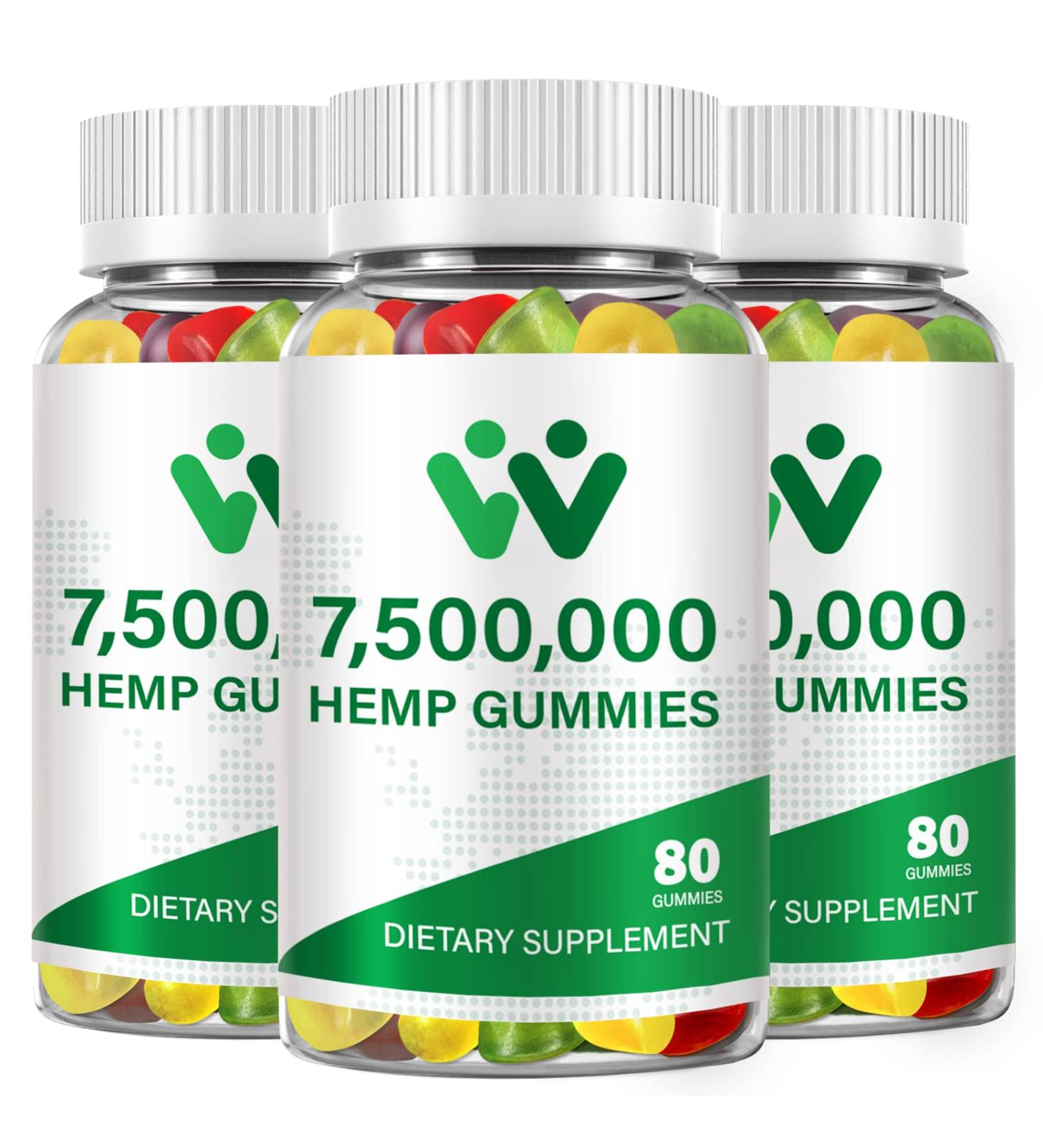 Organic Hemp Gummies 7,500,000 High Strength - 3 Pack, 240 Count - Potent Hemp Oil Infused Candy Supplements - Buy Online on GoSupps.com