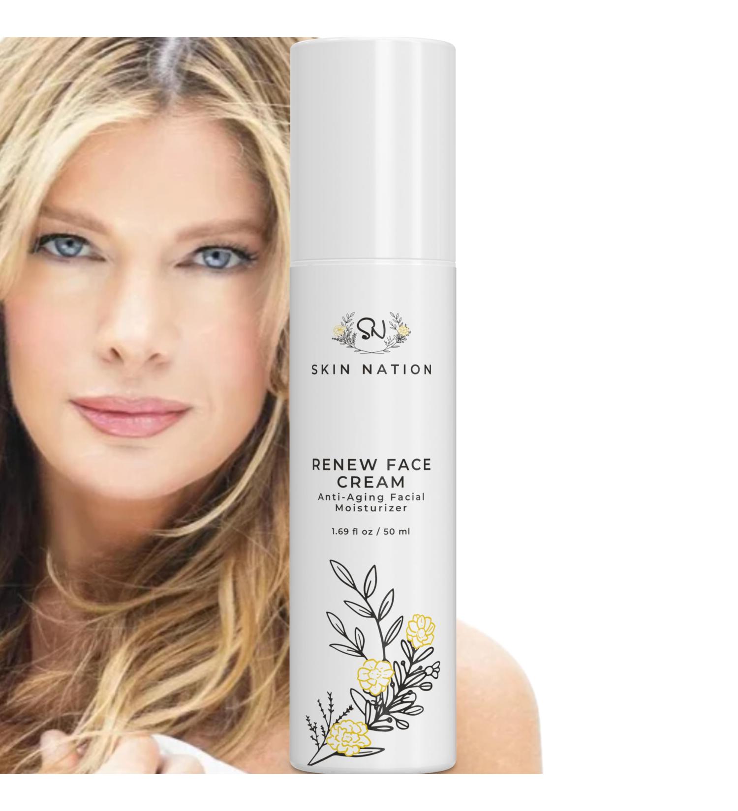 Renewing & Rejuvenating Moisturizer Cream - Anti-Aging Face Cream with Amino Acids Green Tea & Vitamin E - Vegan & Suitable for All Skin Types - Buy Online on GoSupps.com