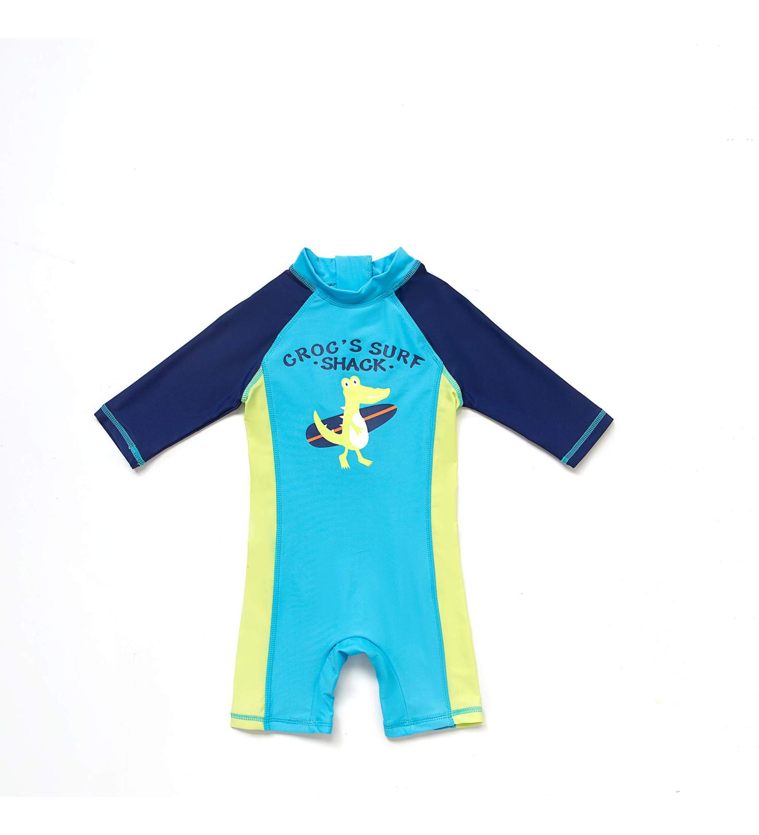 Baby Boys UPF 50+ Sunsuit with Zipper Swimwear Set & Sun Hat (Blue, 24-36 Months) - Buy Online on GoSupps.com