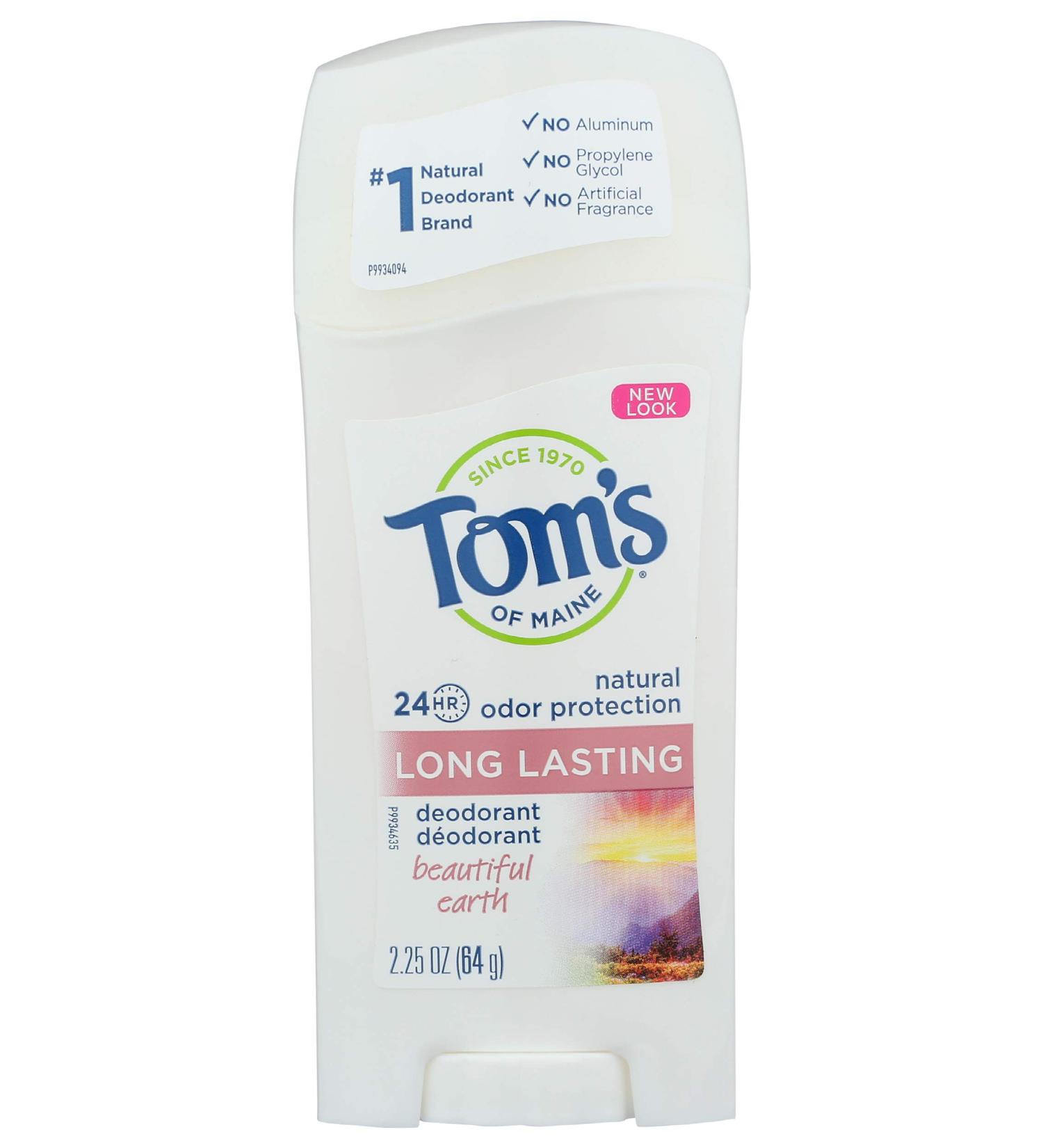 Tom's of Maine Natural Aluminium-Free Deodorant Stick - Long Lasting Beautiful Earth Scent | 2.25 oz - Buy Online on GoSupps.com