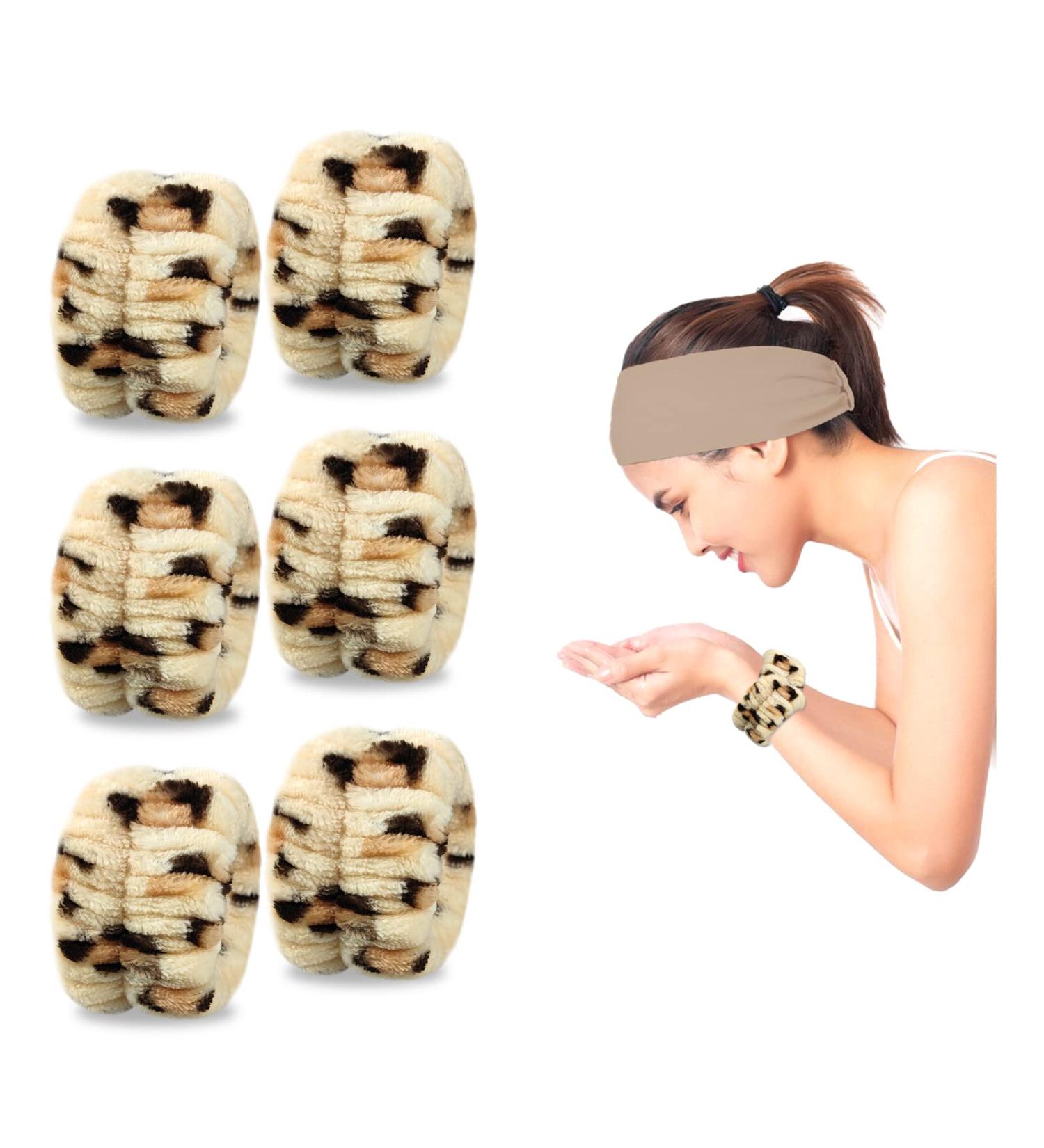 Buy Andiker Microfiber Manhole for Facial Washing - Spa Wrist Bands for Women & Girls - Leopard Print (3 Pairs) - International Shipping - Buy Online on GoSupps.com