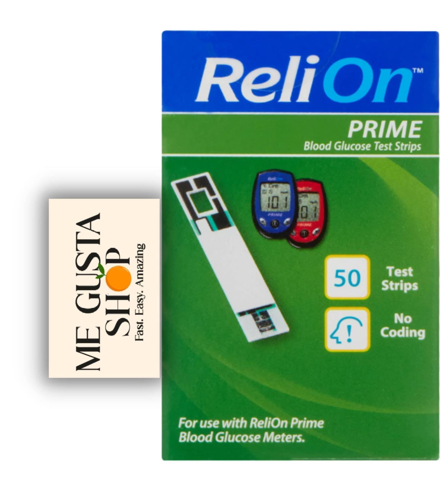 ReliOn Prime Blood Glucose Test Strips 50 Count - Pack of 01 + Me Gustas Stickers - Buy Online on GoSupps.com