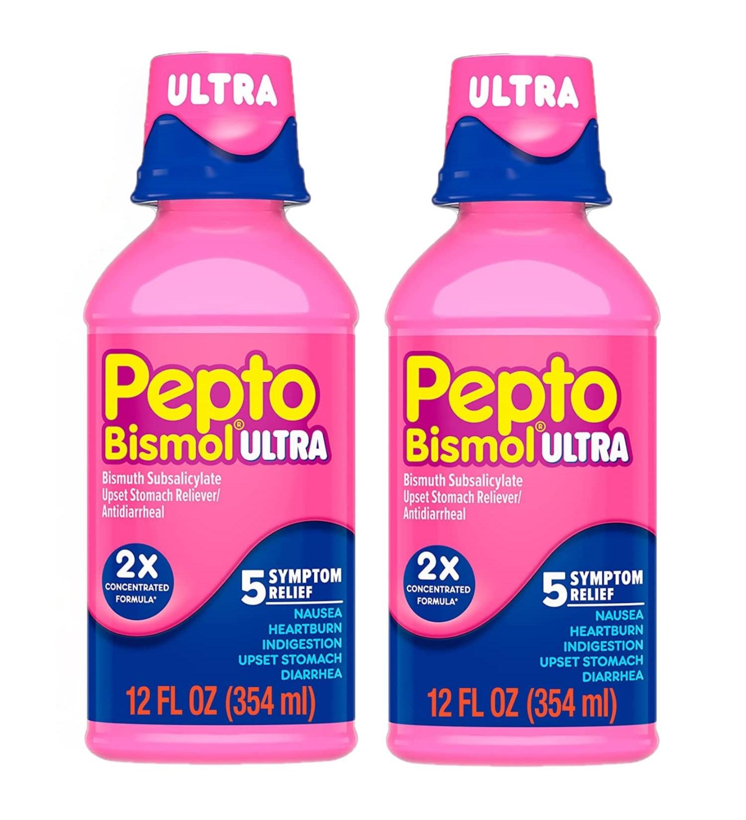 PEPTO Bismol Ultra Liquid 5 Symptom Relief Original 12 oz - Pack of 2 - Buy Online on GoSupps.com