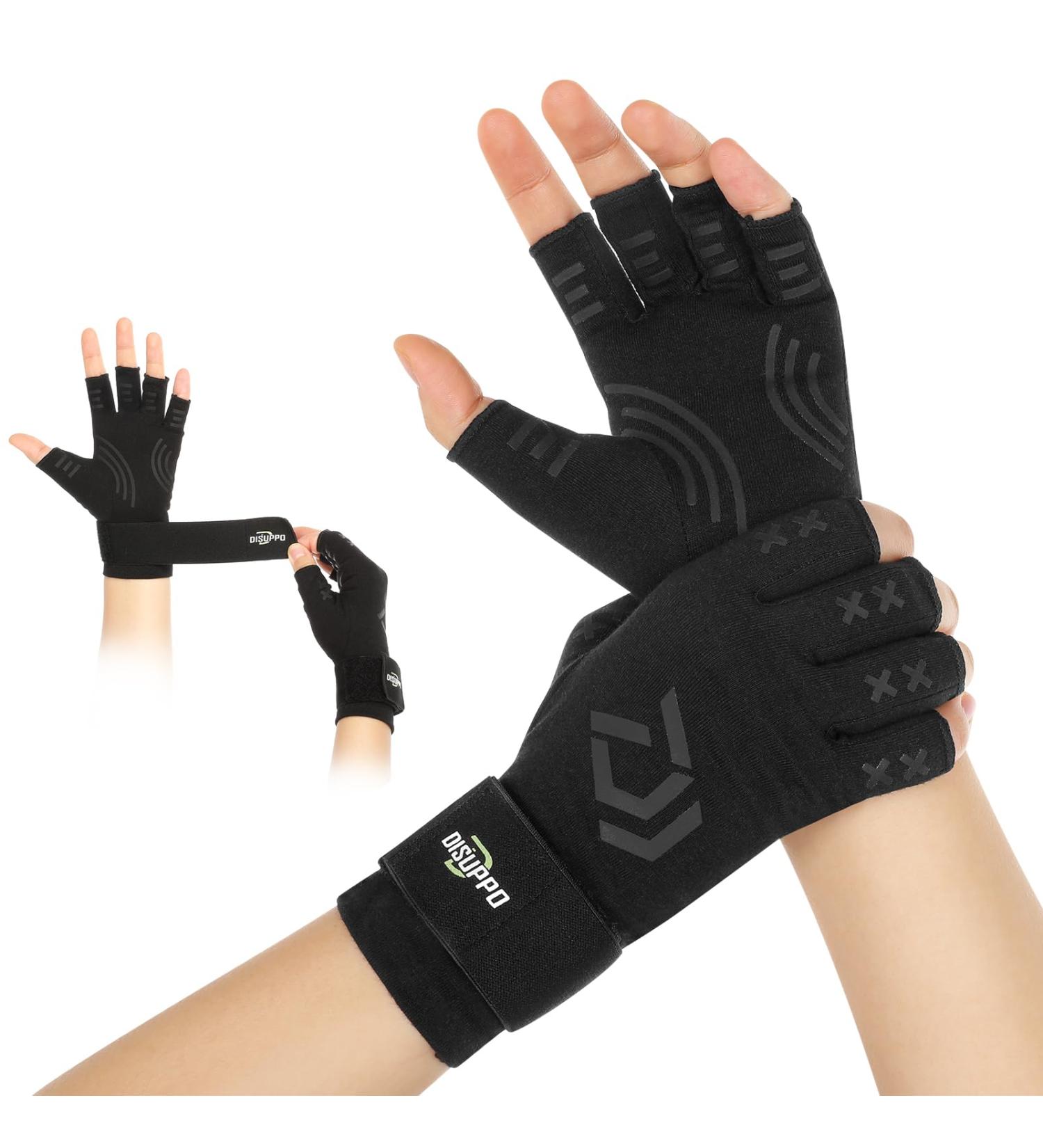 DISUPPO Arthritis Gloves - Compression Hand Relief for Men & Women Fingerless Design for Carpal Tunnel & RSI Pain Medium Black - Buy Online on GoSupps.com