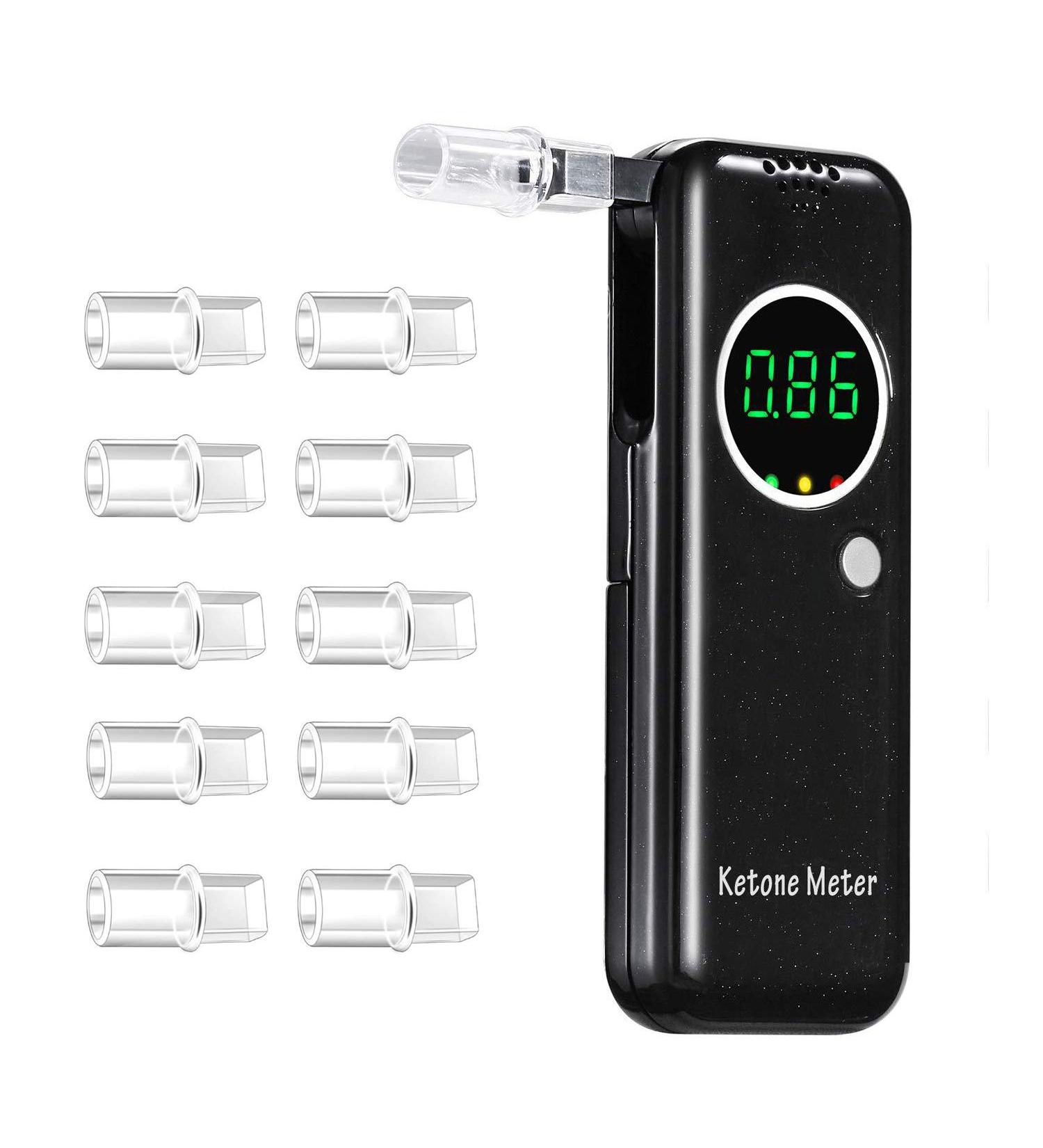 Professional Ketone Breath Analyzer with 10 Mouthpieces - Accurate Digital Ketosis Tester for Ketosis Testing in Black - Buy Online on GoSupps.com