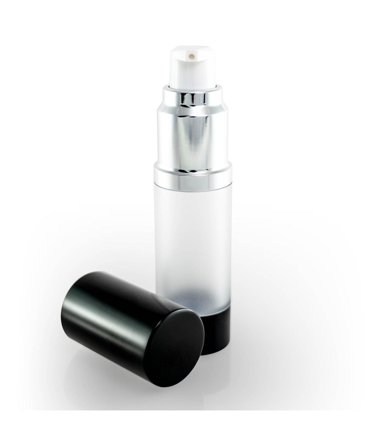 Luxe Airless Bottle 15 ML - Frosted & Glossy Black for Optimal Product Preservation | International Shipping Available - Buy Online on GoSupps.com