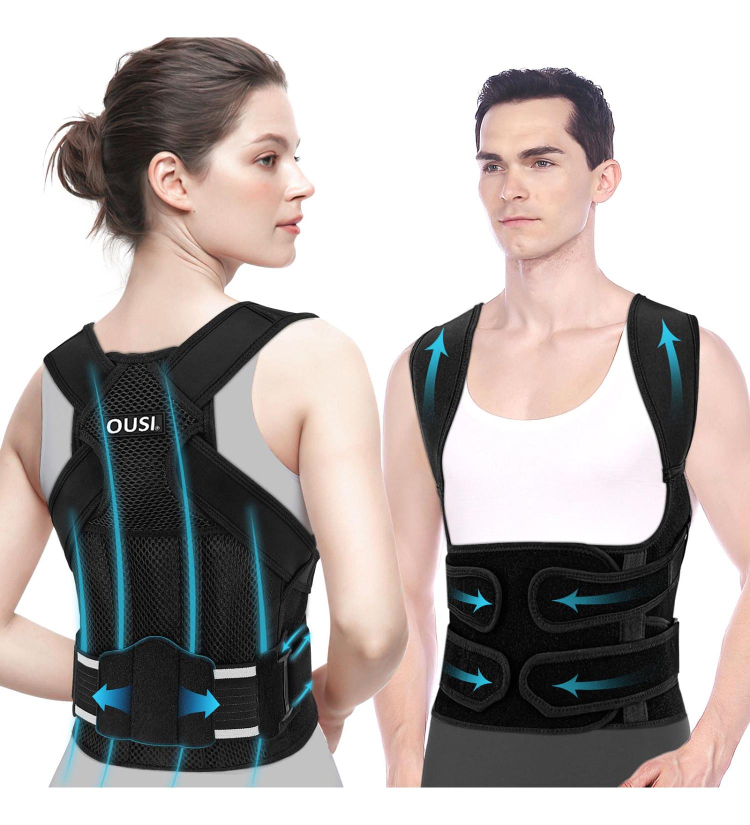Posture Corrector Back Support Brace - Adjustable Neck & Shoulder Support for Men & Women - XL Lumbar Straightener Straps for Better Posture - Buy Online on GoSupps.com