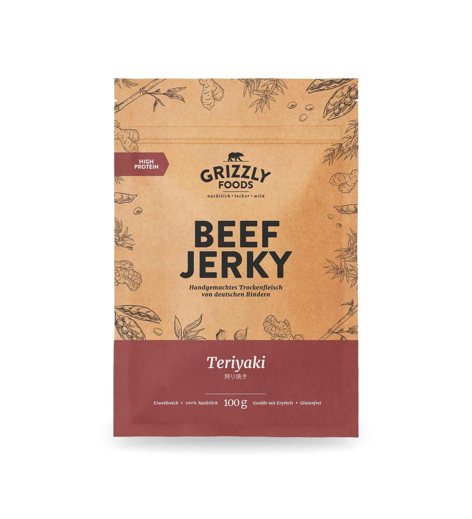 Buy German Beef Jerky - Teriyaki Flavor | Dried Beef Pack of 10 (1kg) - International Shipping Available - Buy Online on GoSupps.com