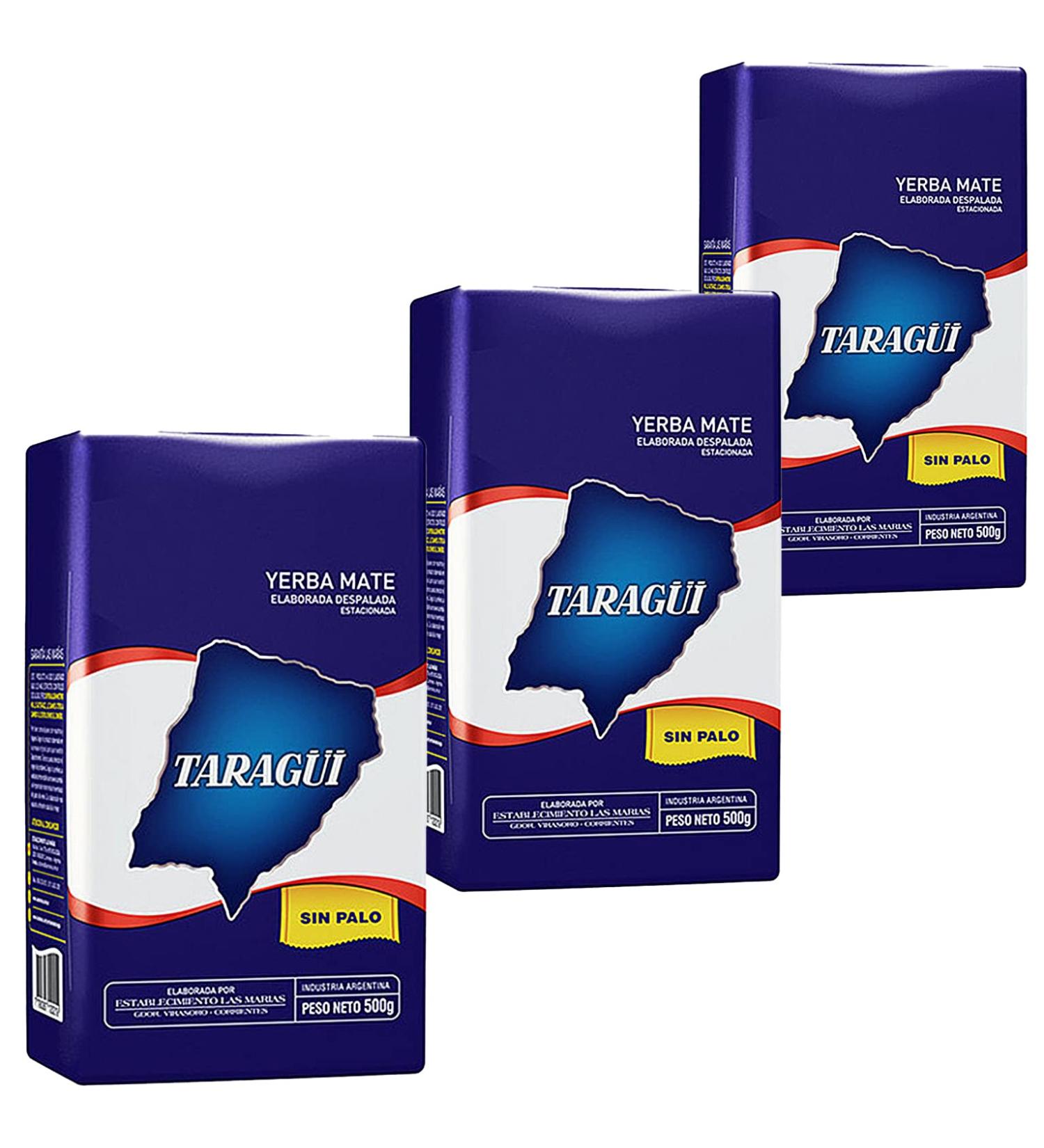 Taragui Yerba Mate Tea Sin Palo 1.5 kg | Authentic Argentine Detox & Energy Drink | 500g x 3 Pack - 12 Months Aged - Buy Online on GoSupps.com