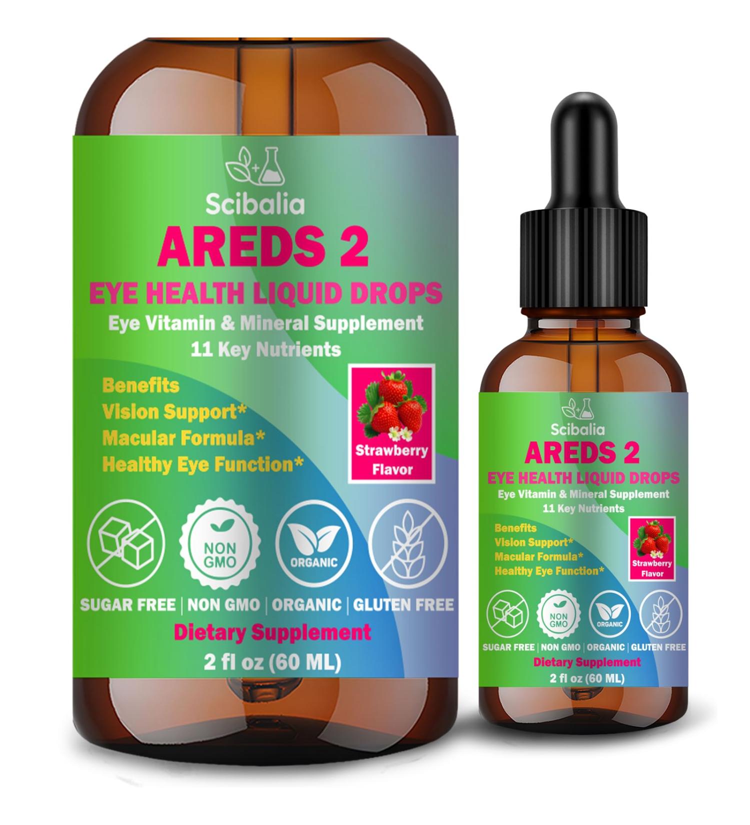 AREDS 2 Formula Liquid Drops, Advance 11-in-1 Eye Vitamins Lutein Zeaxanthin w. Bilberry Eyebright Extract Omega-3 for Vision Retina Macular Health, Areds2 Plus Eye Supplement for Adults & Seniors - Buy Online on GoSupps.com