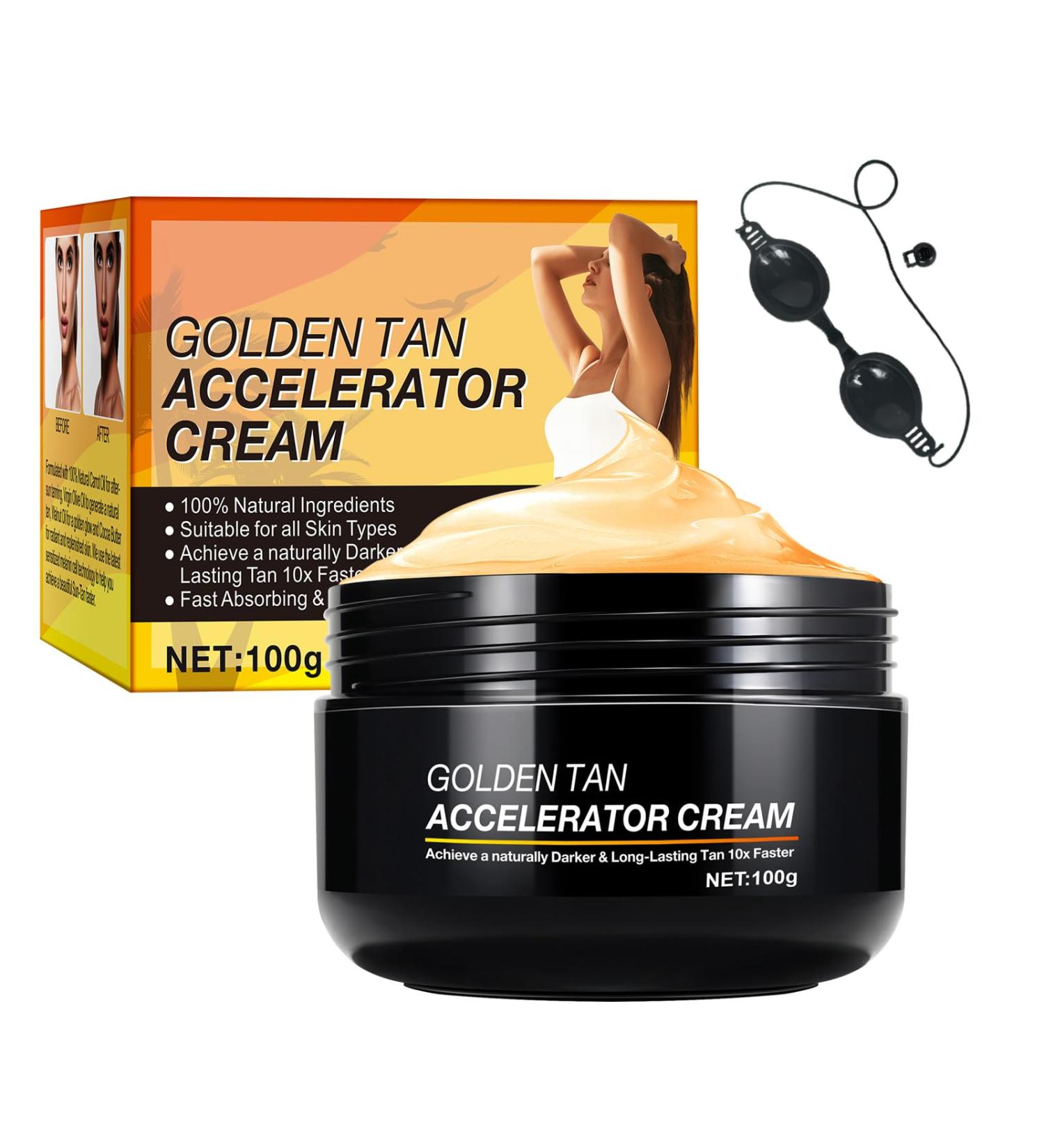 XdealCozyxc 100g Intensive Tanning Gel Tan Enhancer cream with Natural Ingredients Long-Lasting Rapid Shine Brown Tanning Butter for Sun-Beds & Outdoor Sun with glasses - Buy Online on GoSupps.com