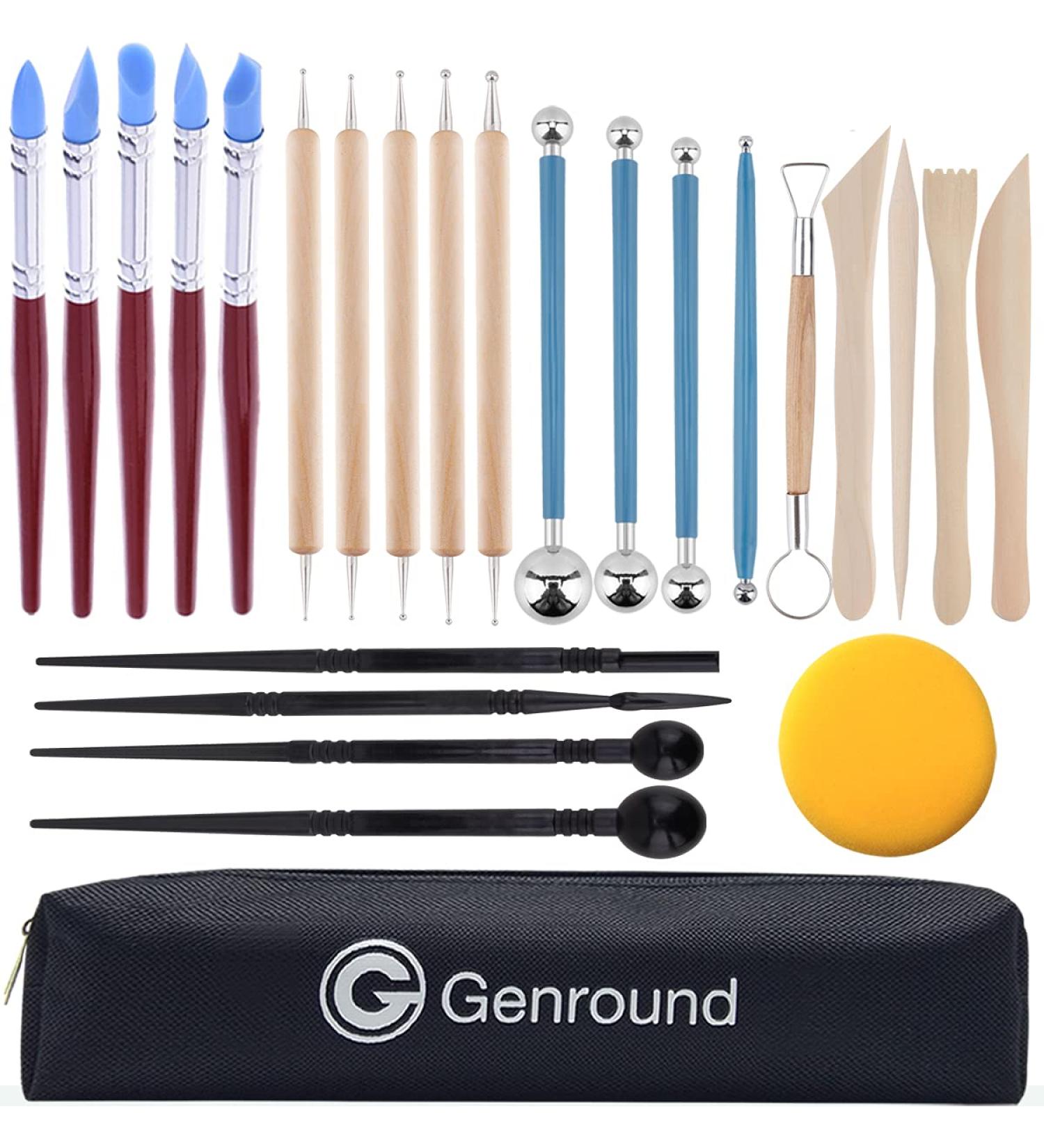 Genround 25 Pcs Polymer Clay Sculpting Tools with Storage Bag - Perfect for Kids and Beginners - Buy Online on GoSupps.com