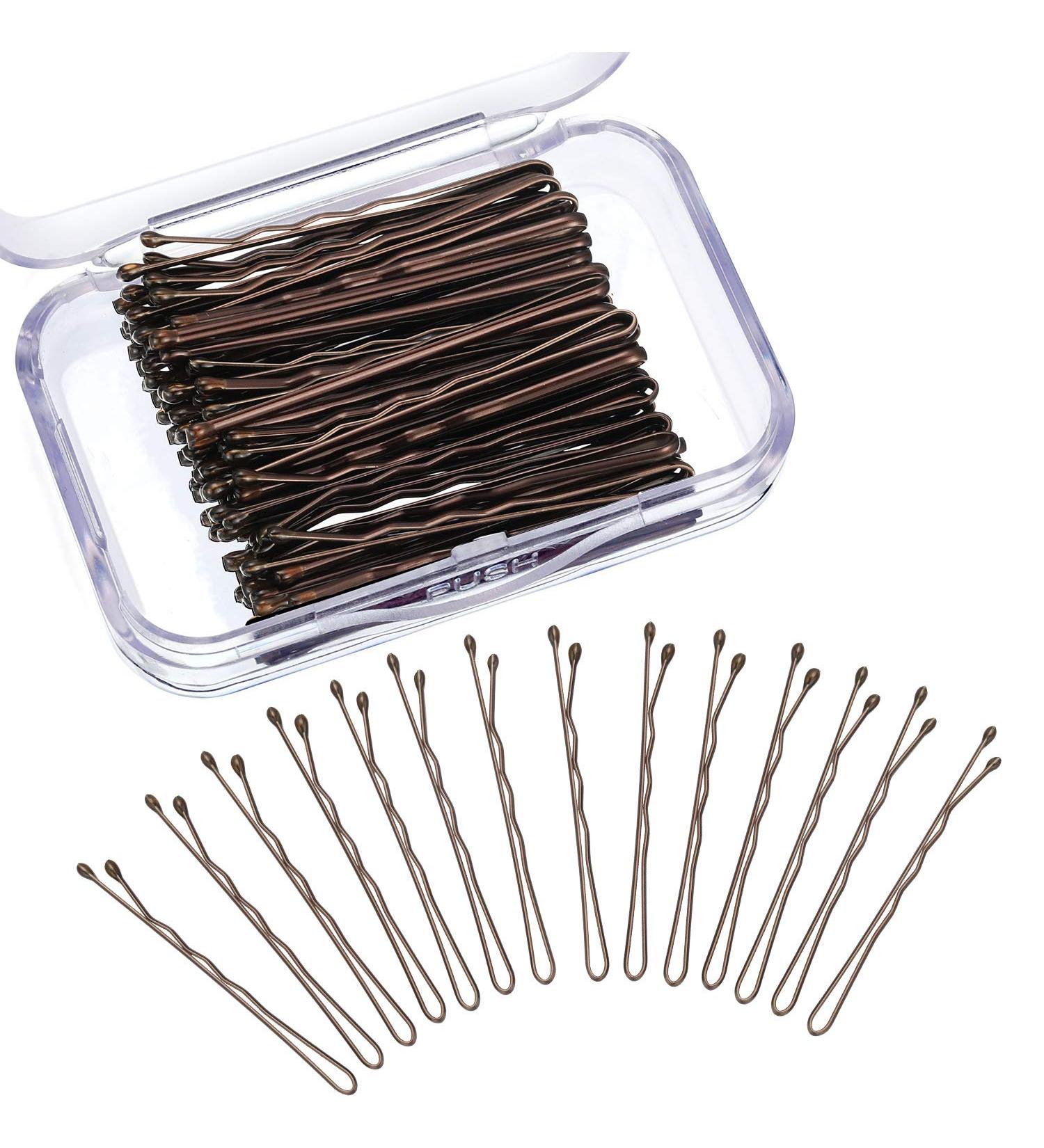 Bobby Pins Hair Clips Set with Clear Storage Box - 240 Pieces (Brown) | Hair Styling Pins for Women Girls - Buy Online on GoSupps.com