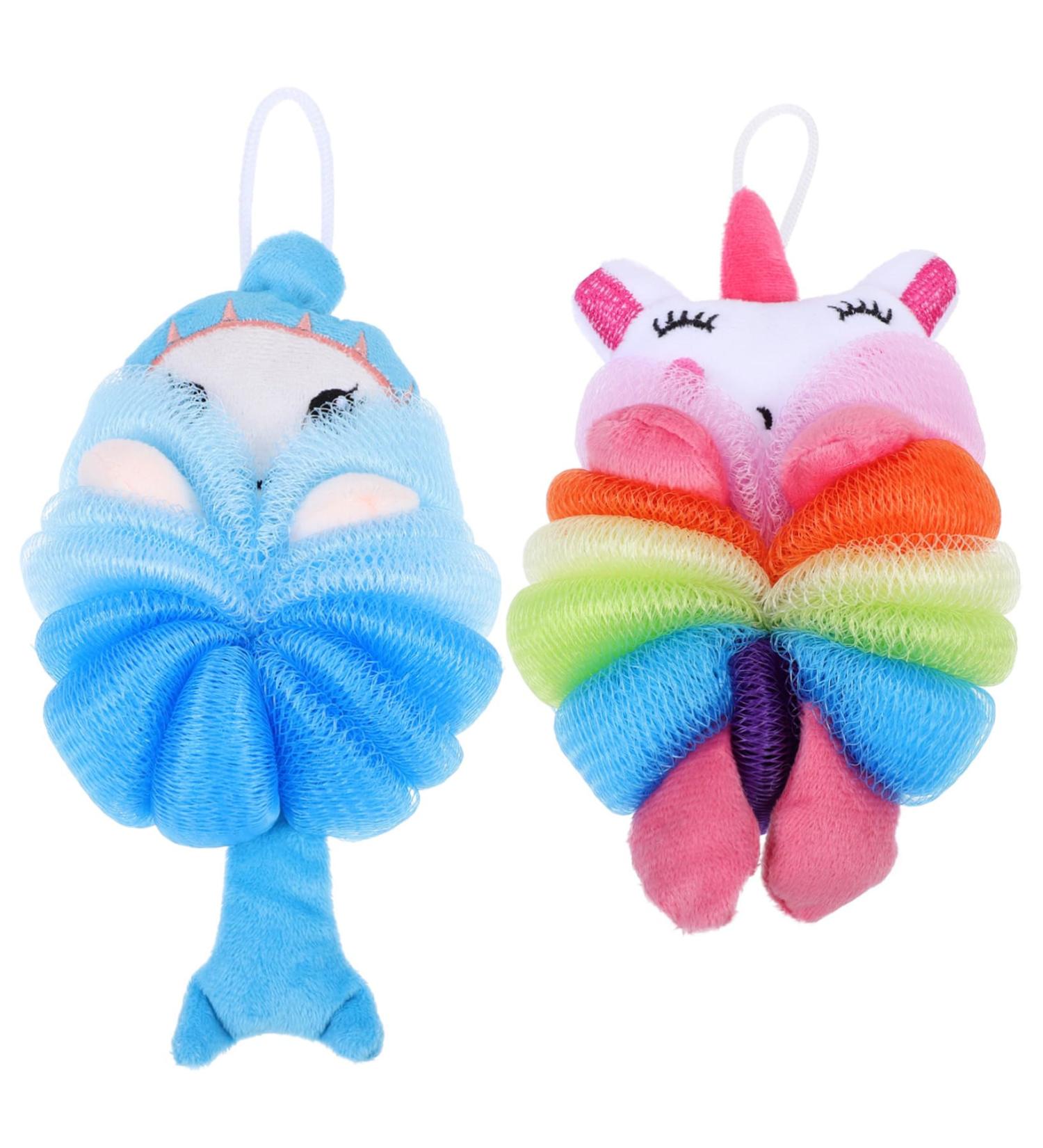 2pcs Cartoon Bath Balls - Exfoliating Body Wash Sponge & Loofahs for Kids | Cute Bathing Supplies - Buy Online on GoSupps.com