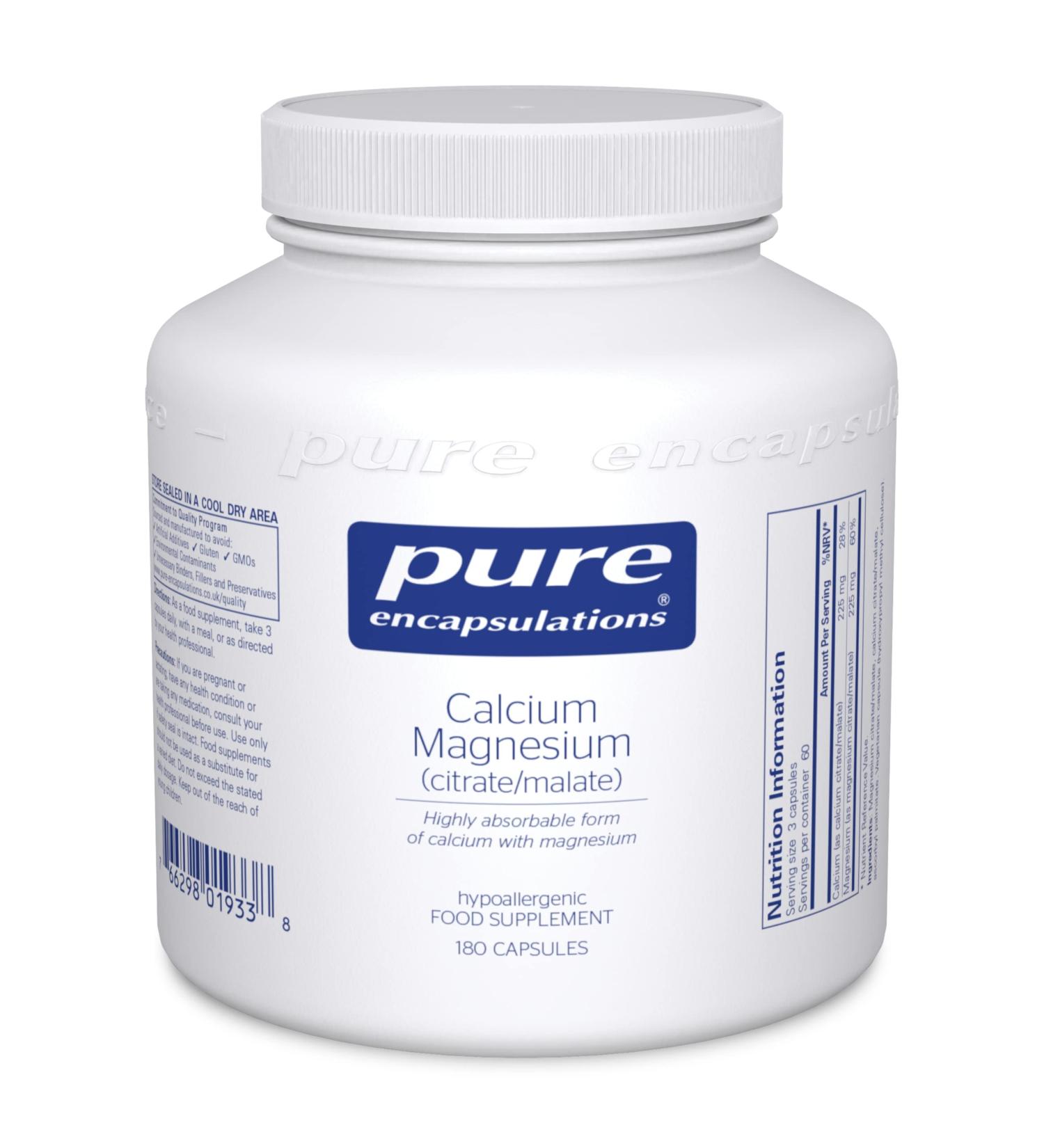 Pure Encapsulations Calcium Magnesium Citrate Malate - 180 Capsules - Buy Online on GoSupps.com