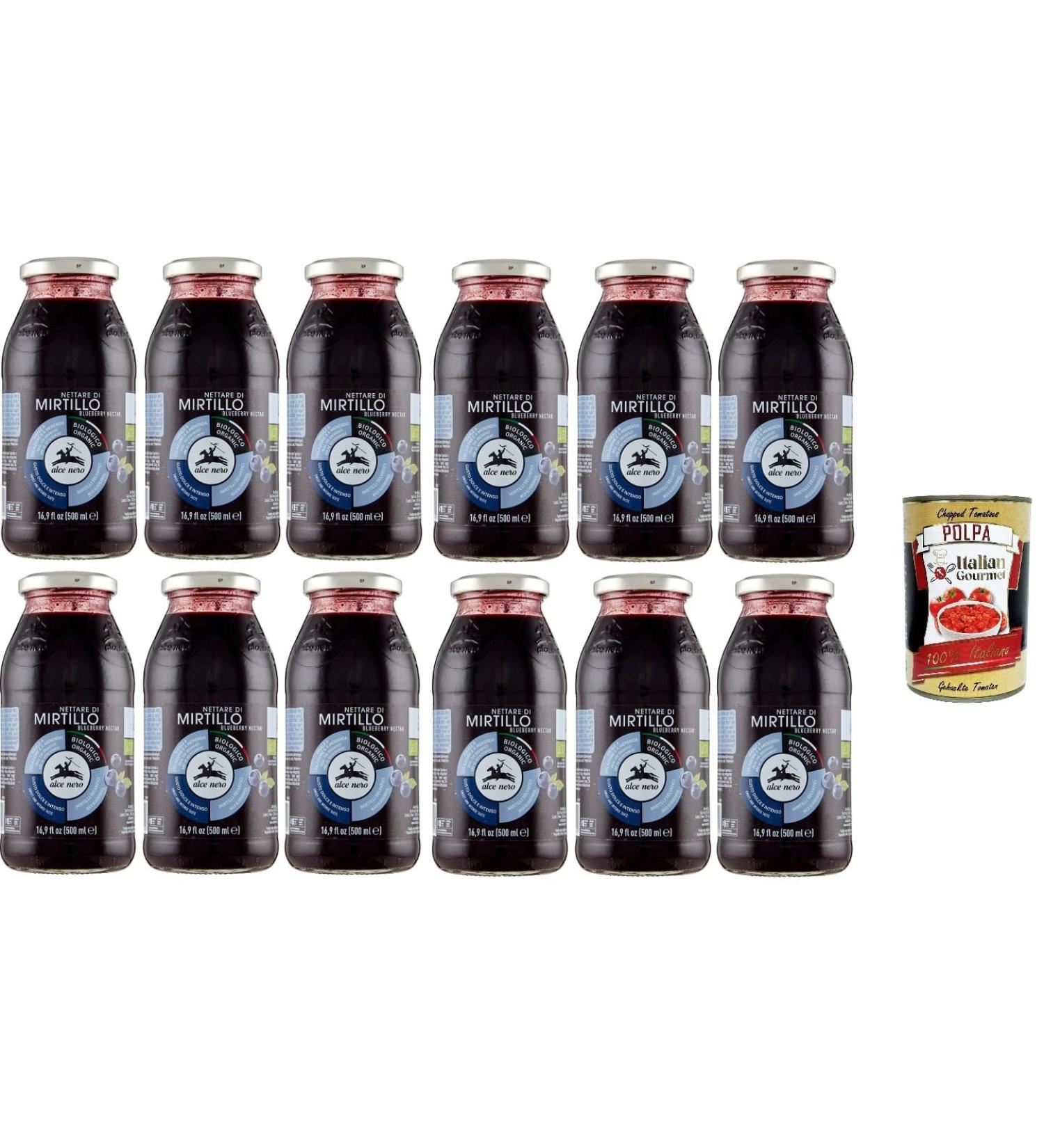  Italian Gourmet E.R. Alce Nero Blueberry Nectar Lot of 12 blueberry nectar 500 ml + Gourmet Italian Pulp 400 g - Buy Online on GoSupps.com