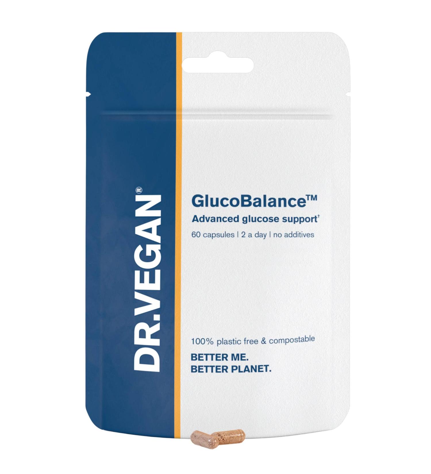 Dr. Vegan GlucoBalance | Plant-Based Blood Sugar Control Supplement | 60 Capsules | Chromium, Apple Cider Vinegar, Cinnamon | Metabolism Support - Buy Online on GoSupps.com