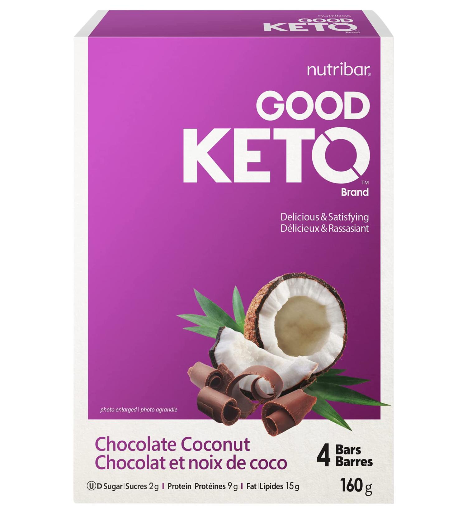 Nutribar Good Keto Bars Chocolate Coconut High Protein Low Sugar High Fibre Keto Friendly 4-count - Buy Online on GoSupps.com