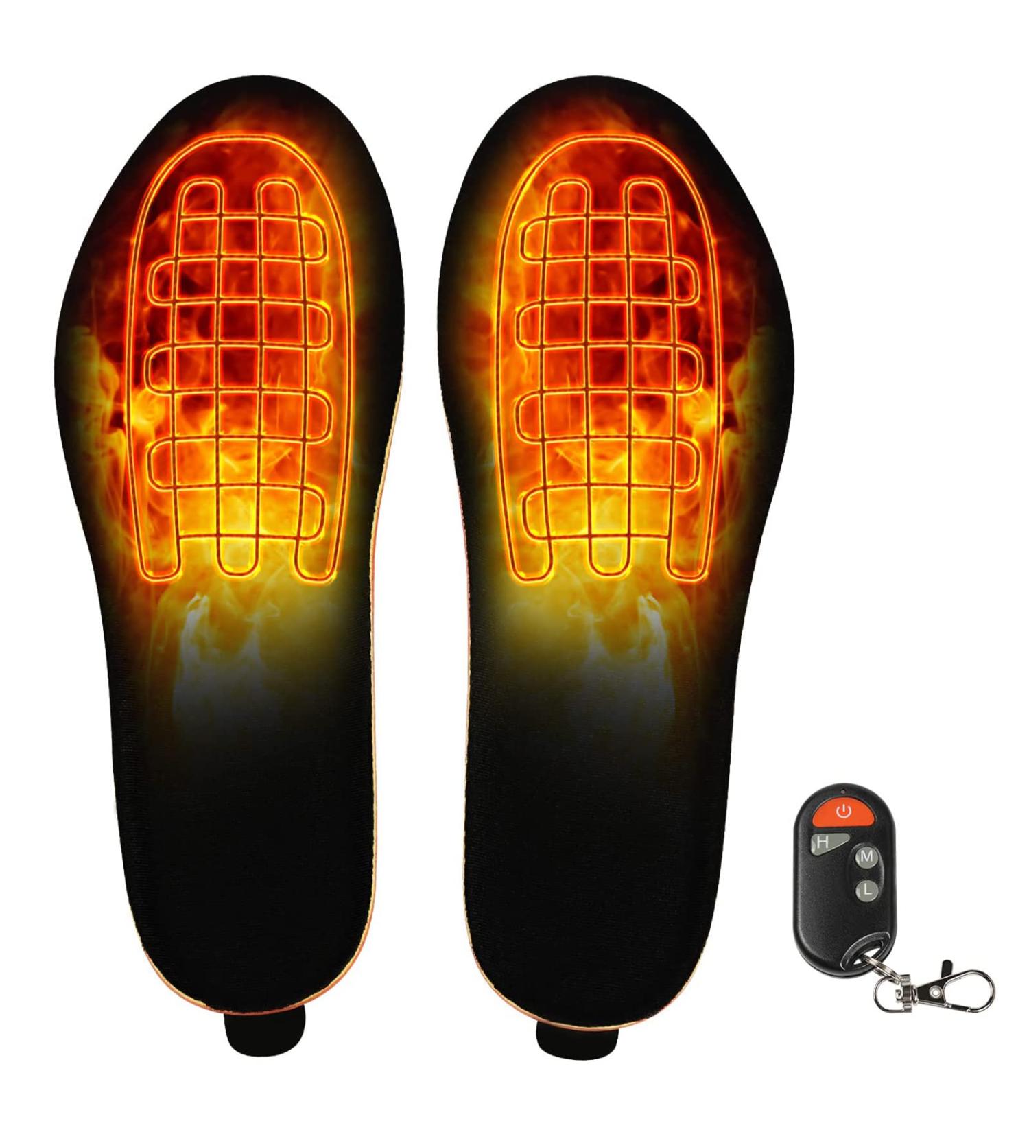 Rechargeable Heated Insoles with Remote Control - Small Black Foot Warmer for Men and Women, Ideal for Hunting, Hiking, and Camping - Buy Online on GoSupps.com