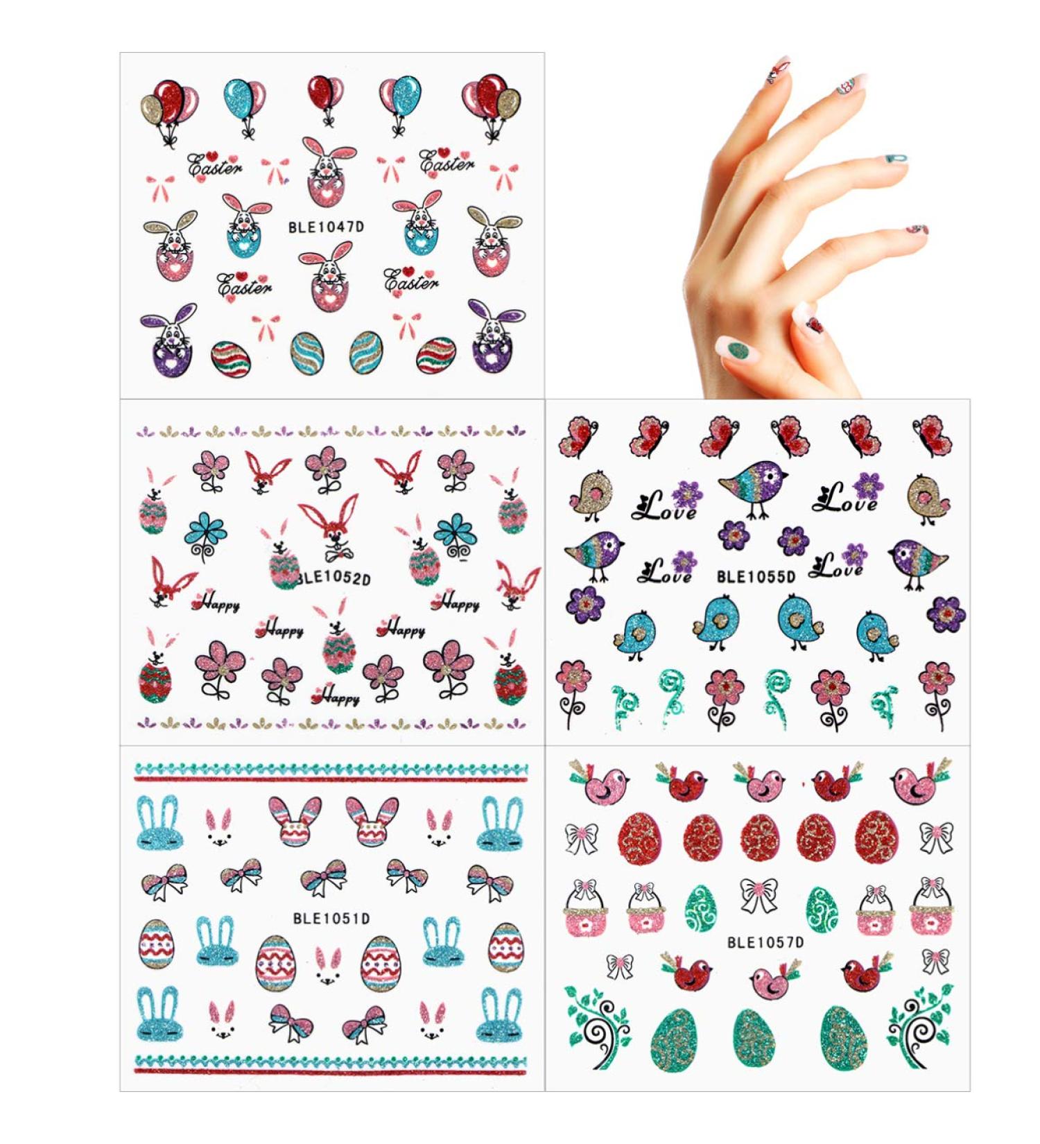 Exceart 5 Pcs Nail Stickers 3D Nail Stickers Decals Nail Art sticker Easter Decorative Nail Stickers Cartoon Nail Stickers for Girl Lady - Buy Online on GoSupps.com