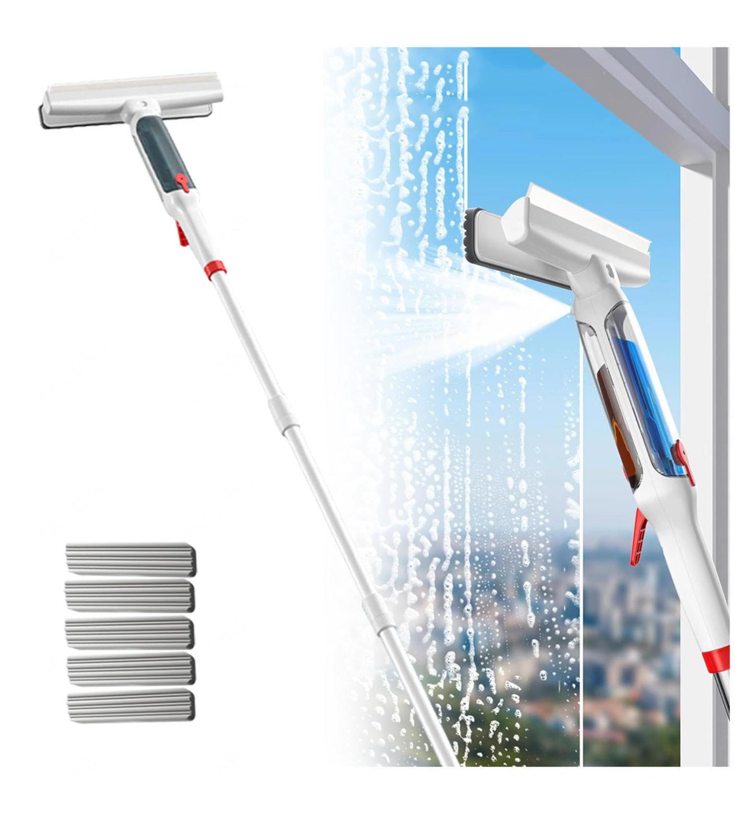 RRRYYYZZ 75'' Spray Window Washing Kit with 4-Section Extension Pole 4 in 1 Window Cleaner Squeegee Squeegee for Shower Glass with Sewage Collector and 5 Pads - Buy Online on GoSupps.com