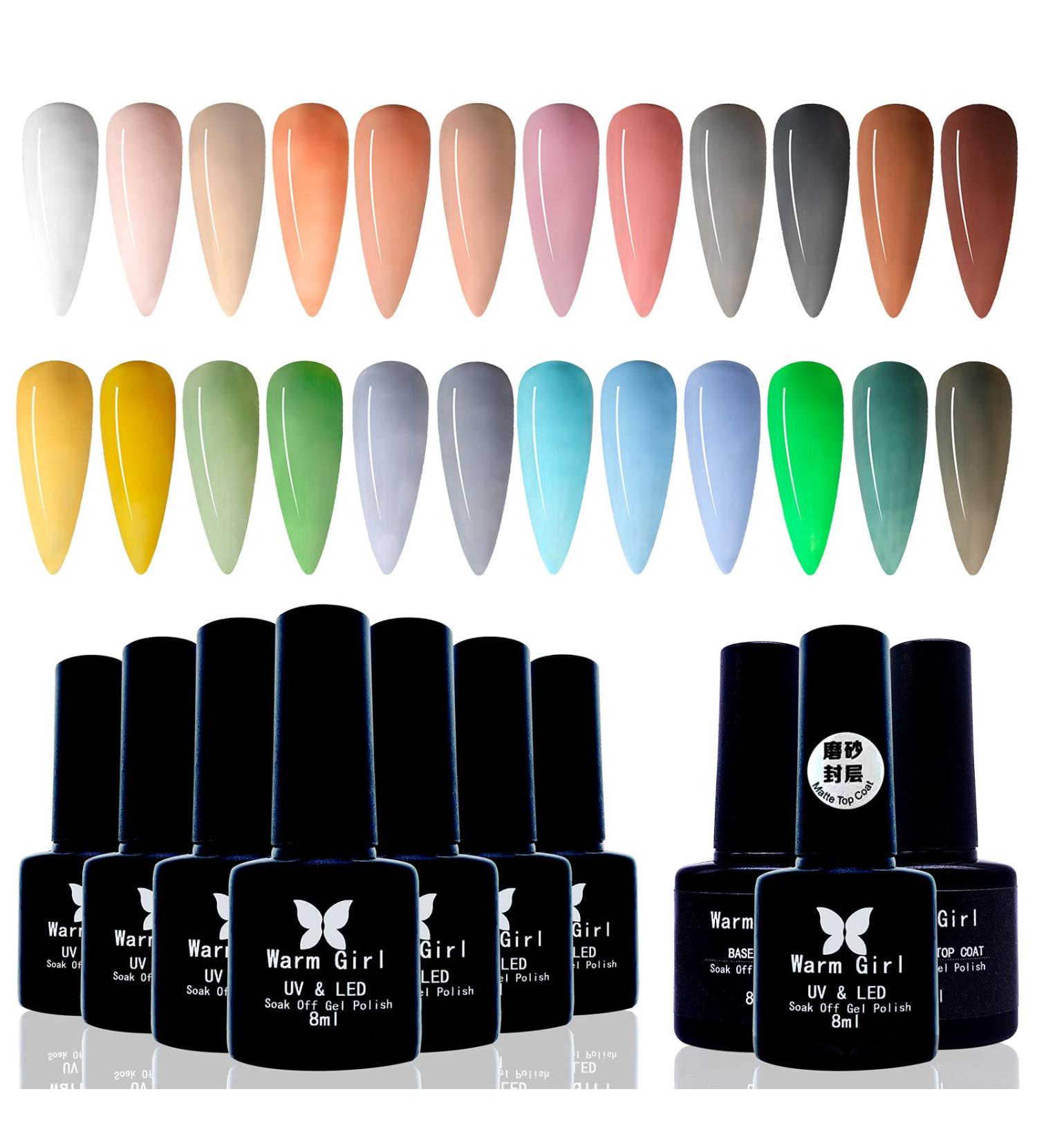 Warm Girl 27-Piece UV Nail Polish Set | Gel Color & Top Coat for Stunning Nail Designs - International Shipping Available - Buy Online on GoSupps.com