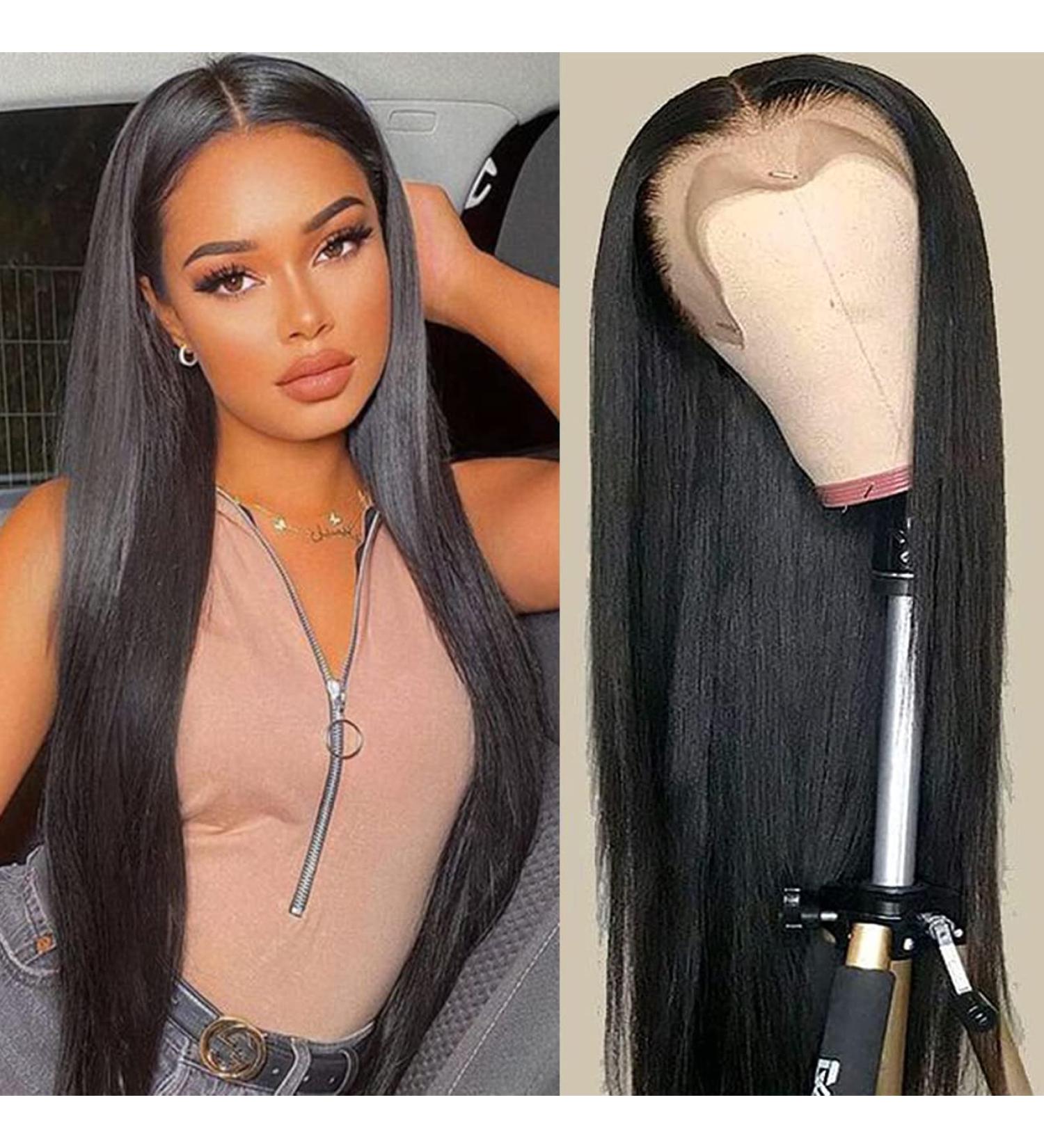 20 Inch Straight HD Lace Front Wig Human Hair | Pre Plucked with Baby Hair | 180% Density Natural Hairline | Bleached Knots | for Black Women - Buy Online on GoSupps.com