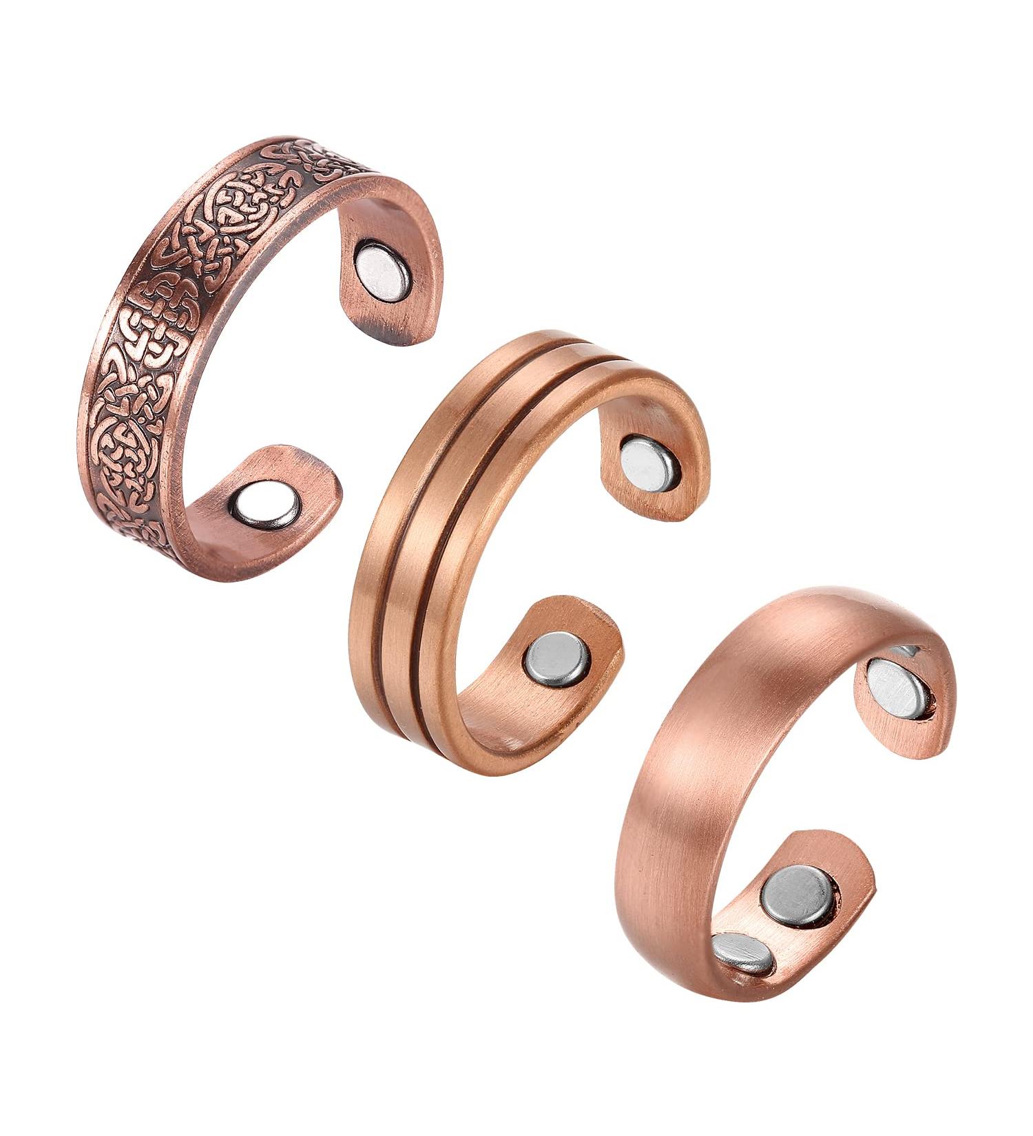 Buy BioMag Magnetic Copper Rings for Men & Women - Set of 3 Solid Pure Copper Thumb Rings - Perfect Gift Jewelry - Buy Online on GoSupps.com