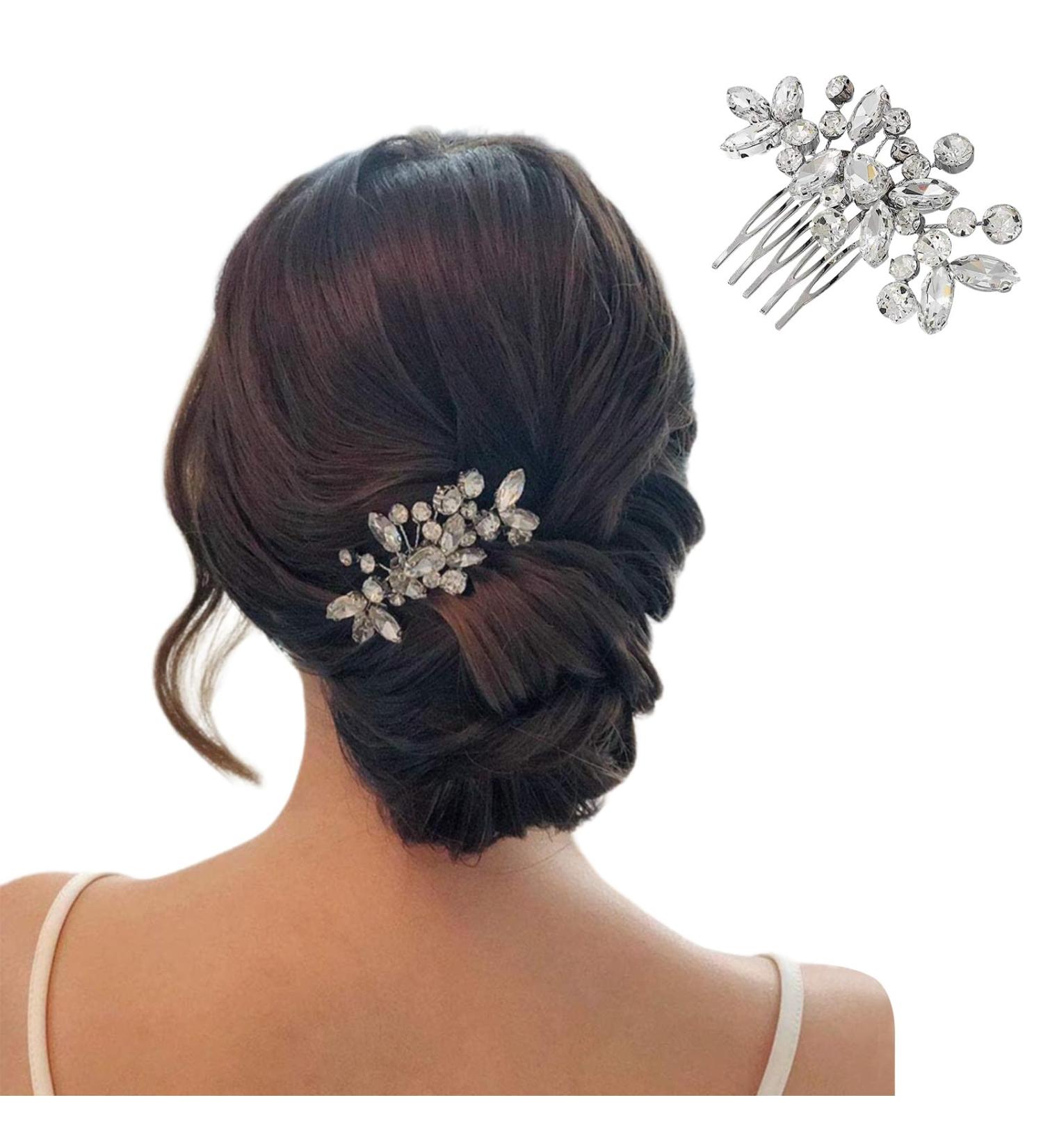 Crystal Bride Wedding Hair Comb Hair Accessories with Bridal Rhinestone Side Combs for Women and Girls - Buy Online on GoSupps.com