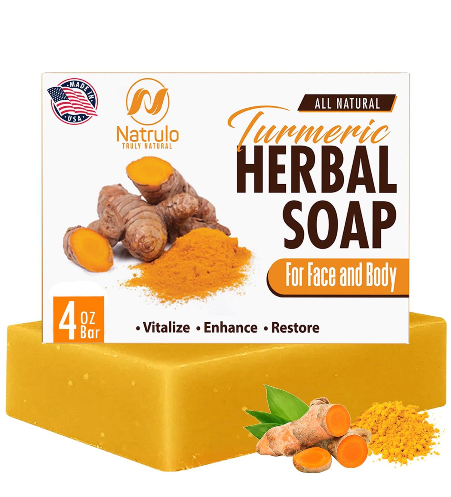 All-Natural Turmeric Soap Bar for Face & Body - Reduces Acne Brightens Scars Cleanses Skin - 4 Oz Made in USA - Ideal for All Skin Types - Buy Online on GoSupps.com