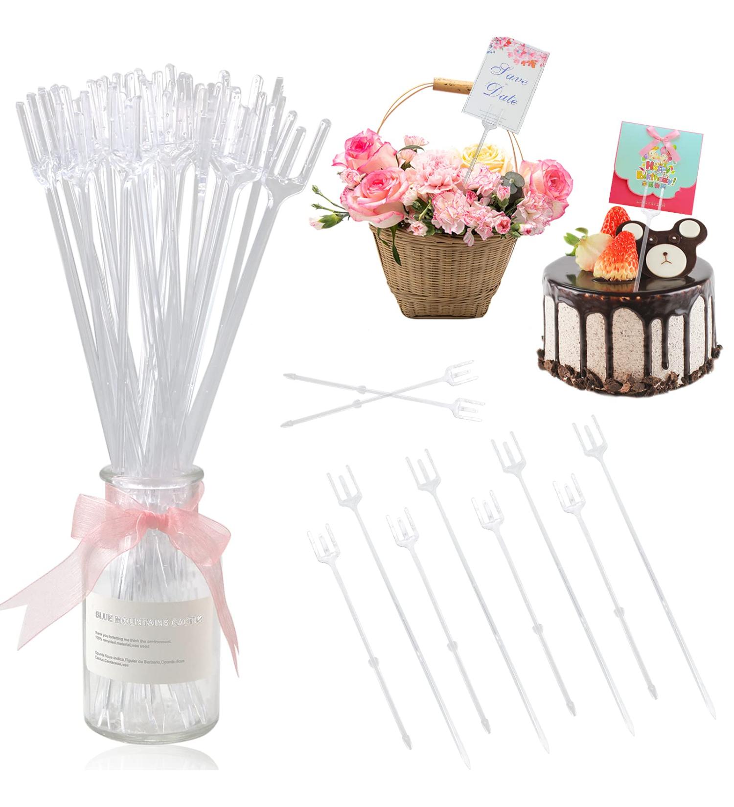 TKOnline 180 Pieces Plastic Floral Picks Transparent Fork Shape Flower Picks Card Holders for Cards  Photos  Floral Arrangement  Weddings  Parties  Home Decor(9.4 Inch and 12.2 Inch) - Buy Online on GoSupps.com
